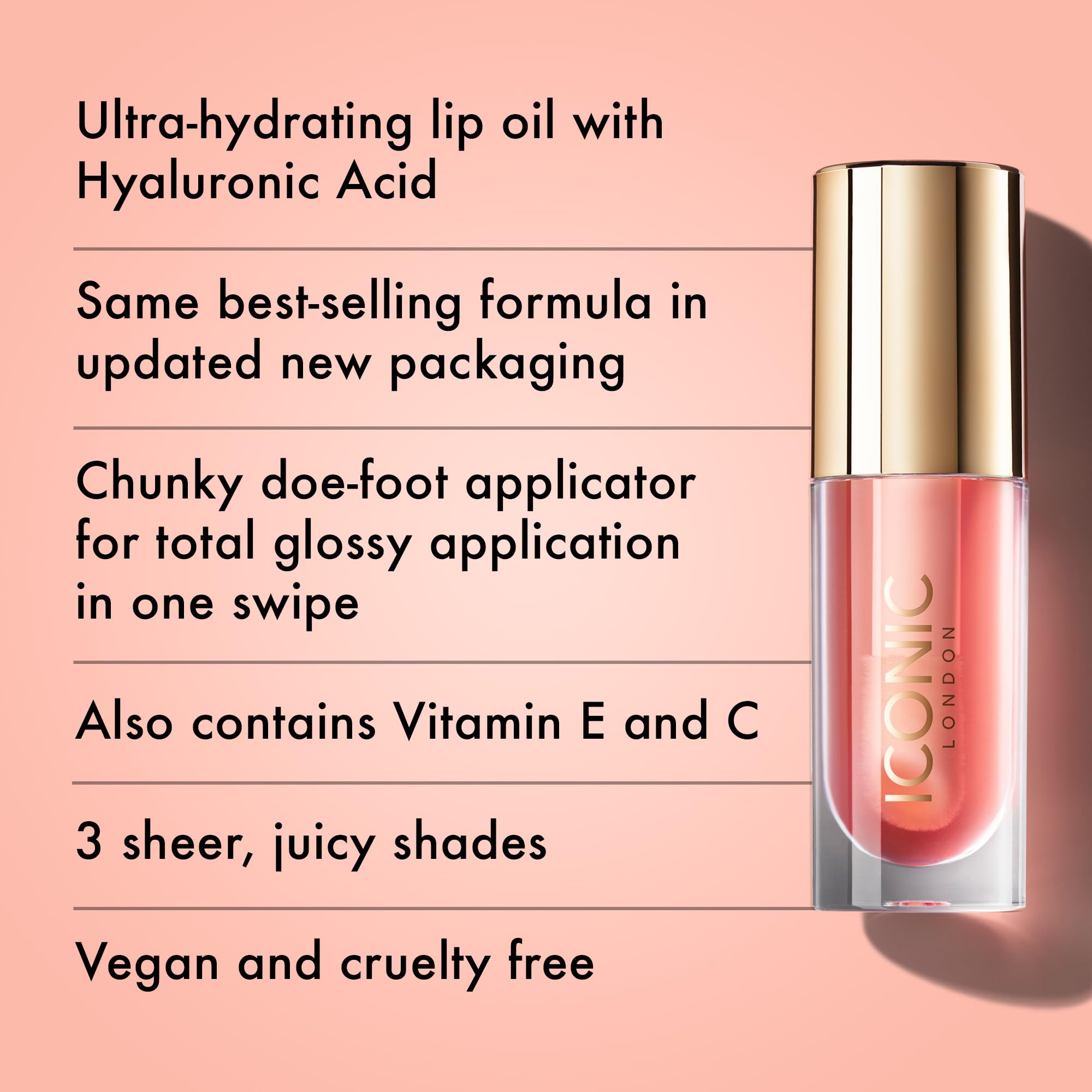 Foto 3 pulgar | Aceite Labial Iconic London Lustre She's A Peach, 6 Ml Con Vitamina C - Venta Internacional.