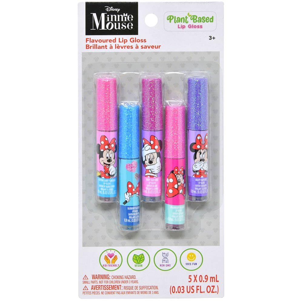 Set De Brillo De Labios Disney Minnie Mouse, Paquete De 5, Con Sabor Para Niños - Venta Internacional.