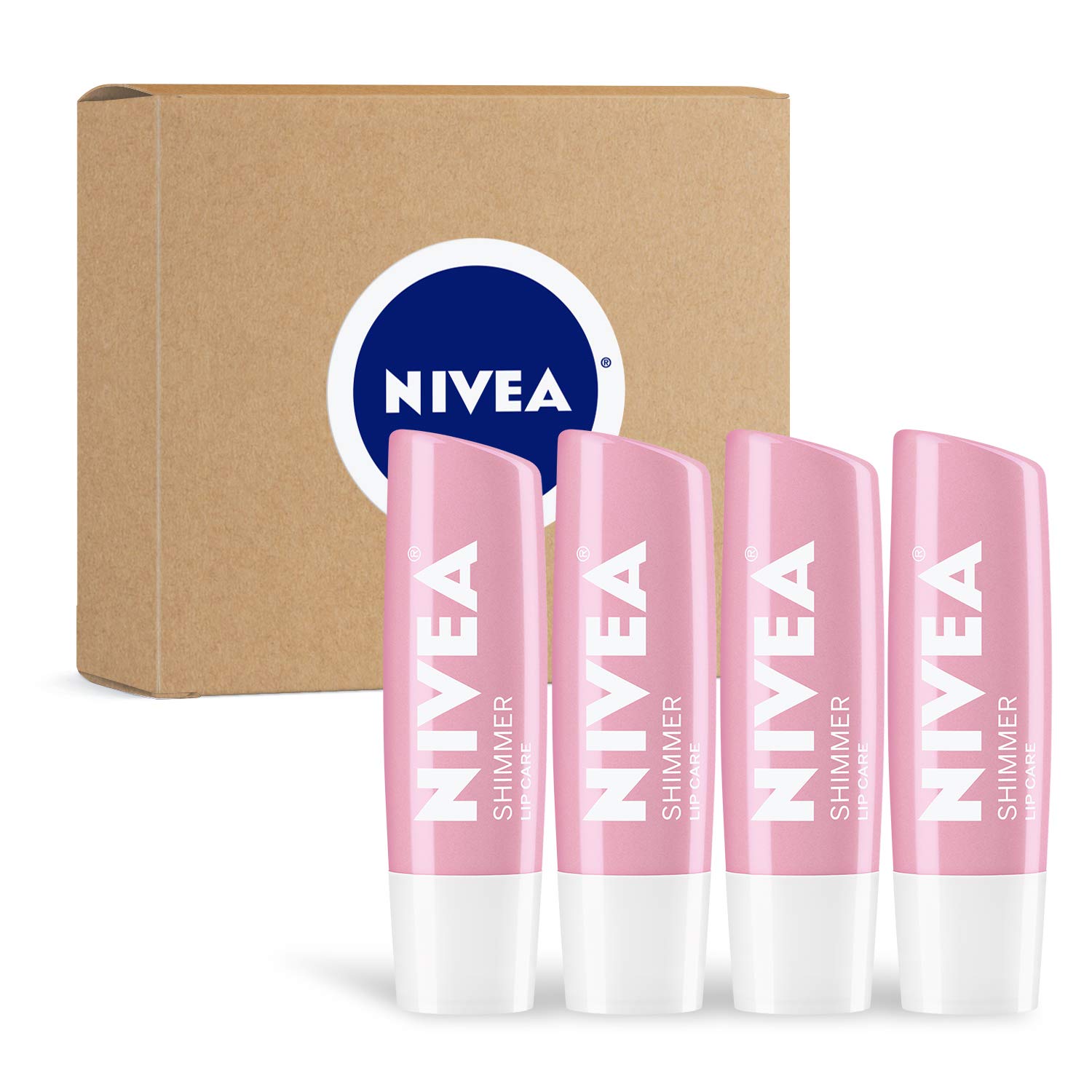 Bálsamo Labial Nivea Shimmer Con Manteca De Karité Y Aceite De Jojoba, 4 X 5 Ml - Venta Internacional.