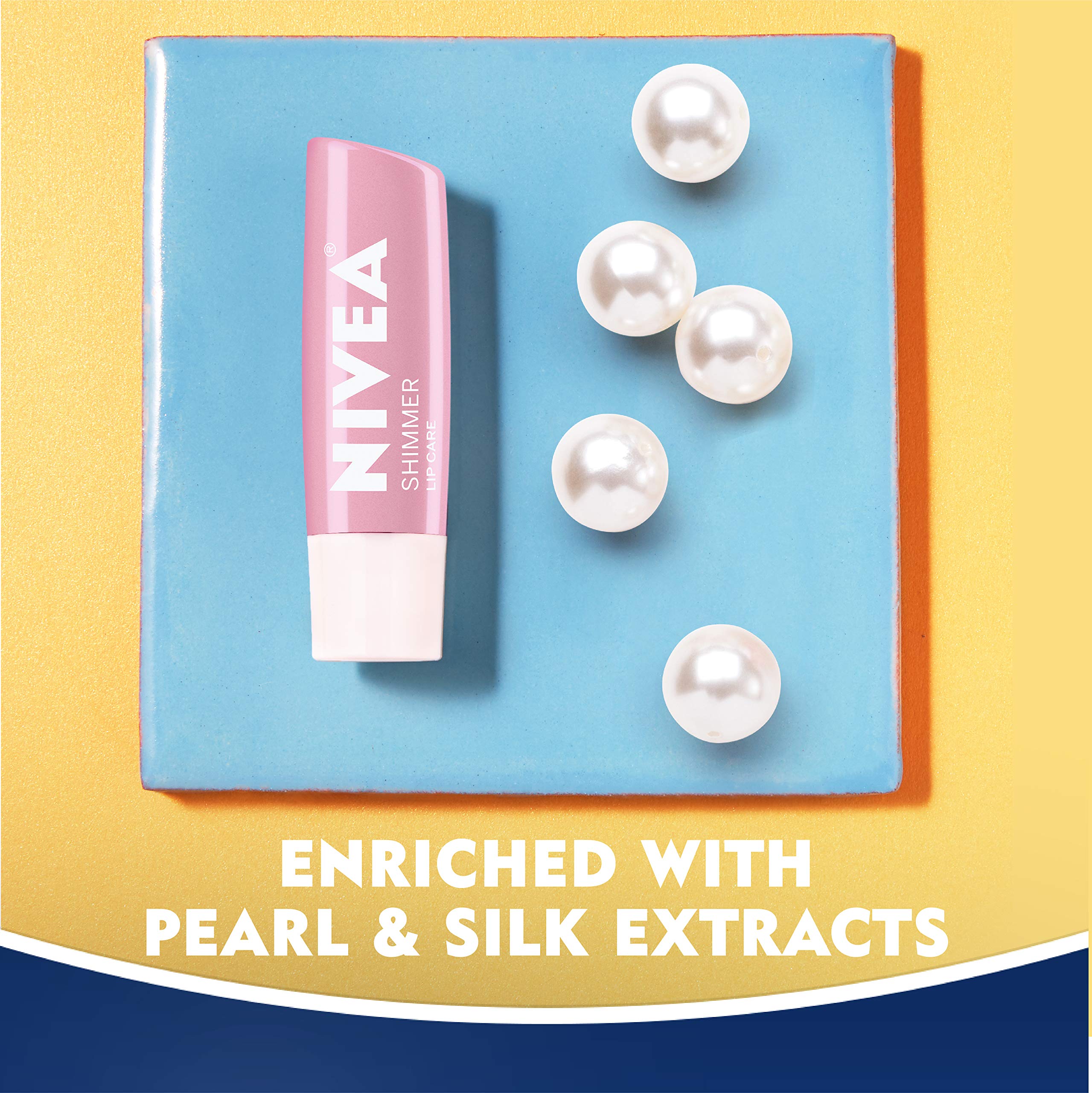 Foto 4 pulgar | Bálsamo Labial Nivea Shimmer Con Manteca De Karité Y Aceite De Jojoba, 4 X 5 Ml - Venta Internacional.