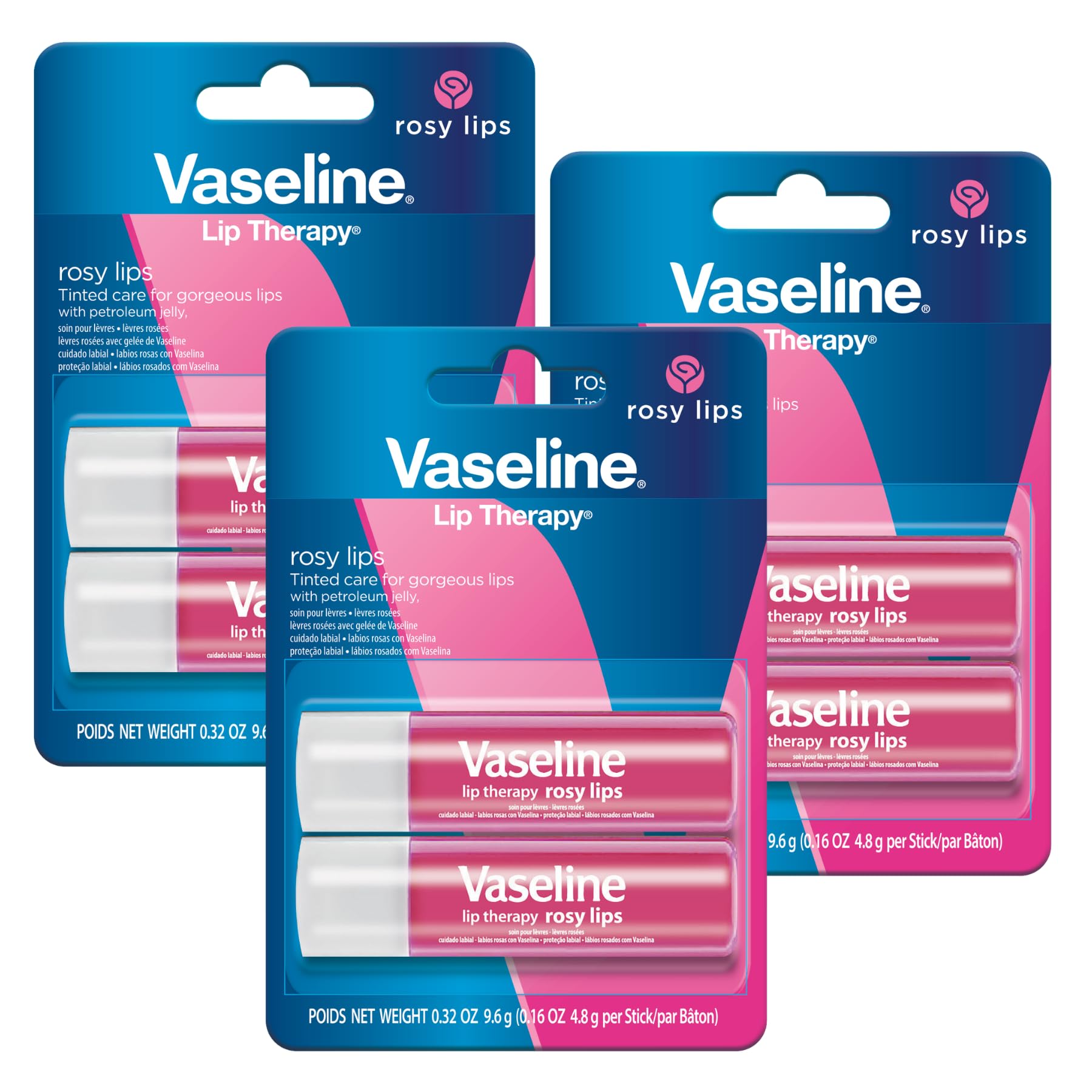 Foto 1 | Bálsamo Labial Vaseline Lip Therapy Care Rosy, Paquete De 3 Unidades, 4,7 Ml - Venta Internacional.
