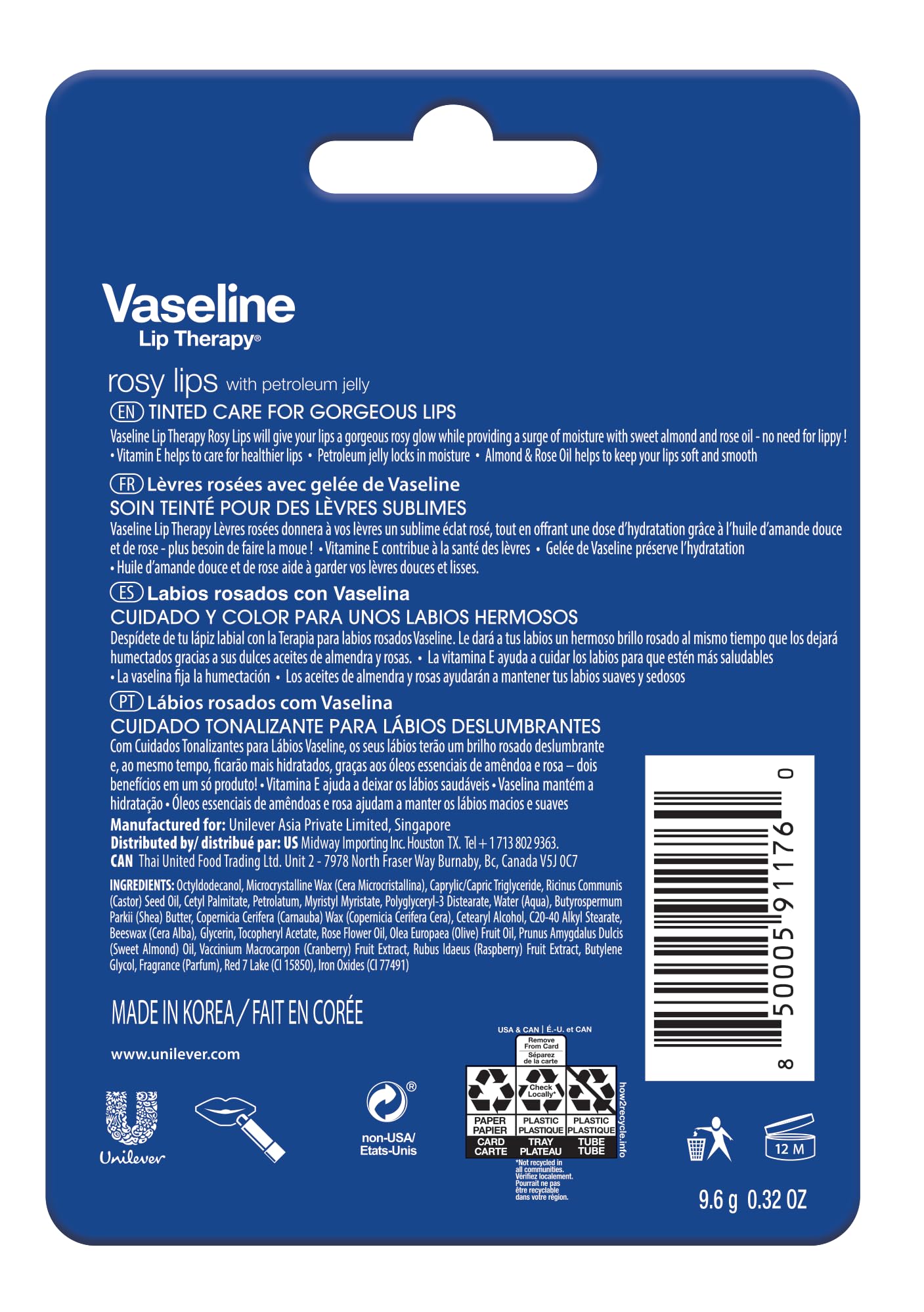 Foto 5 pulgar | Bálsamo Labial Vaseline Lip Therapy Care Rosy, Paquete De 3 Unidades, 4,7 Ml - Venta Internacional.