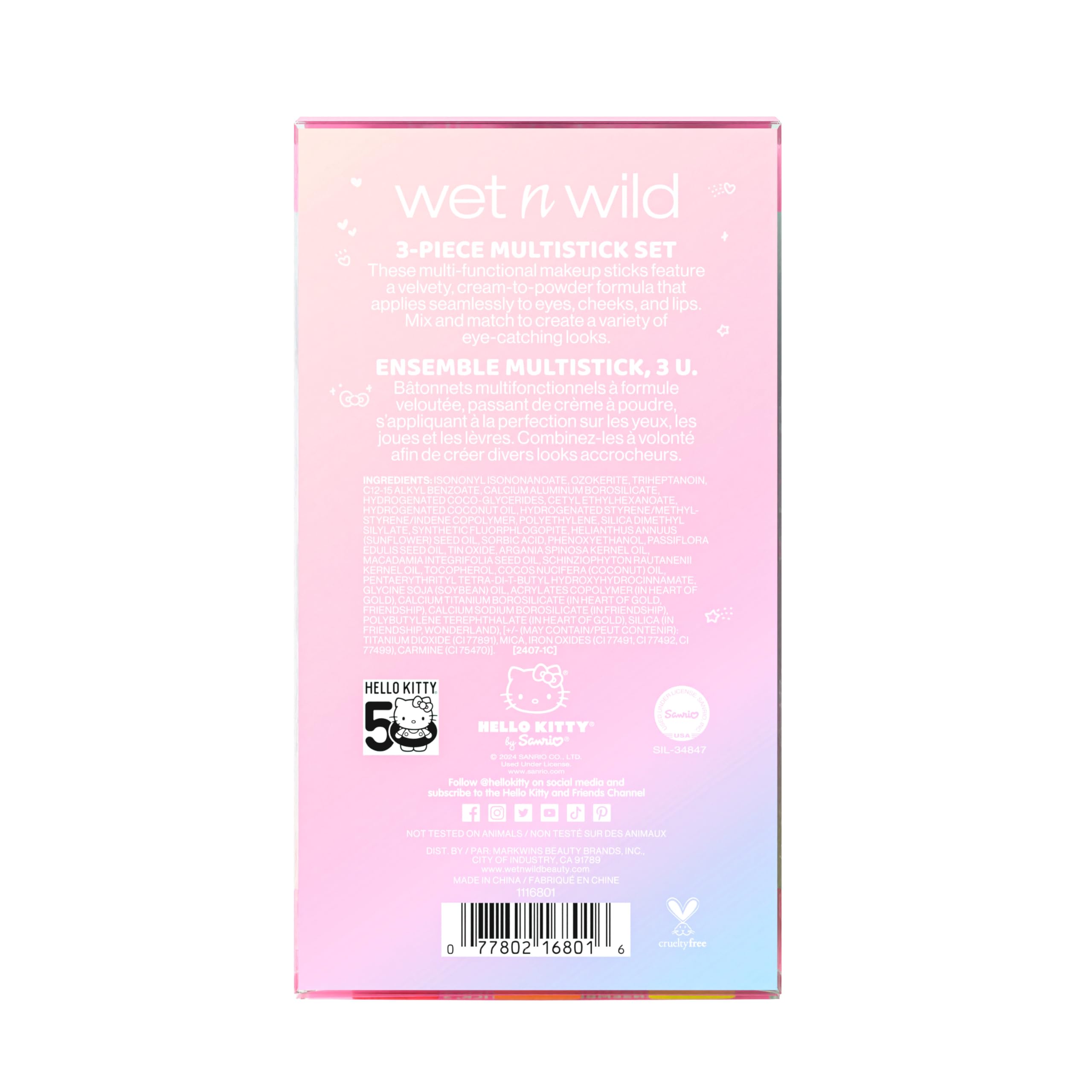 Foto 6 pulgar | Juego Multiadherente Wet N Wild De Hello Kitty, 3 Piezas, Libre De Crueldad Animal - Venta Internacional.