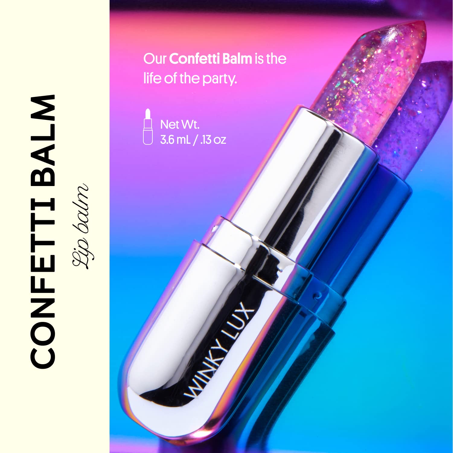 Foto 3 pulgar | Bálsamo Labial Winky Lux Glitter Confeti Con Ph Que Cambia De Color, Vegano - Venta Internacional.
