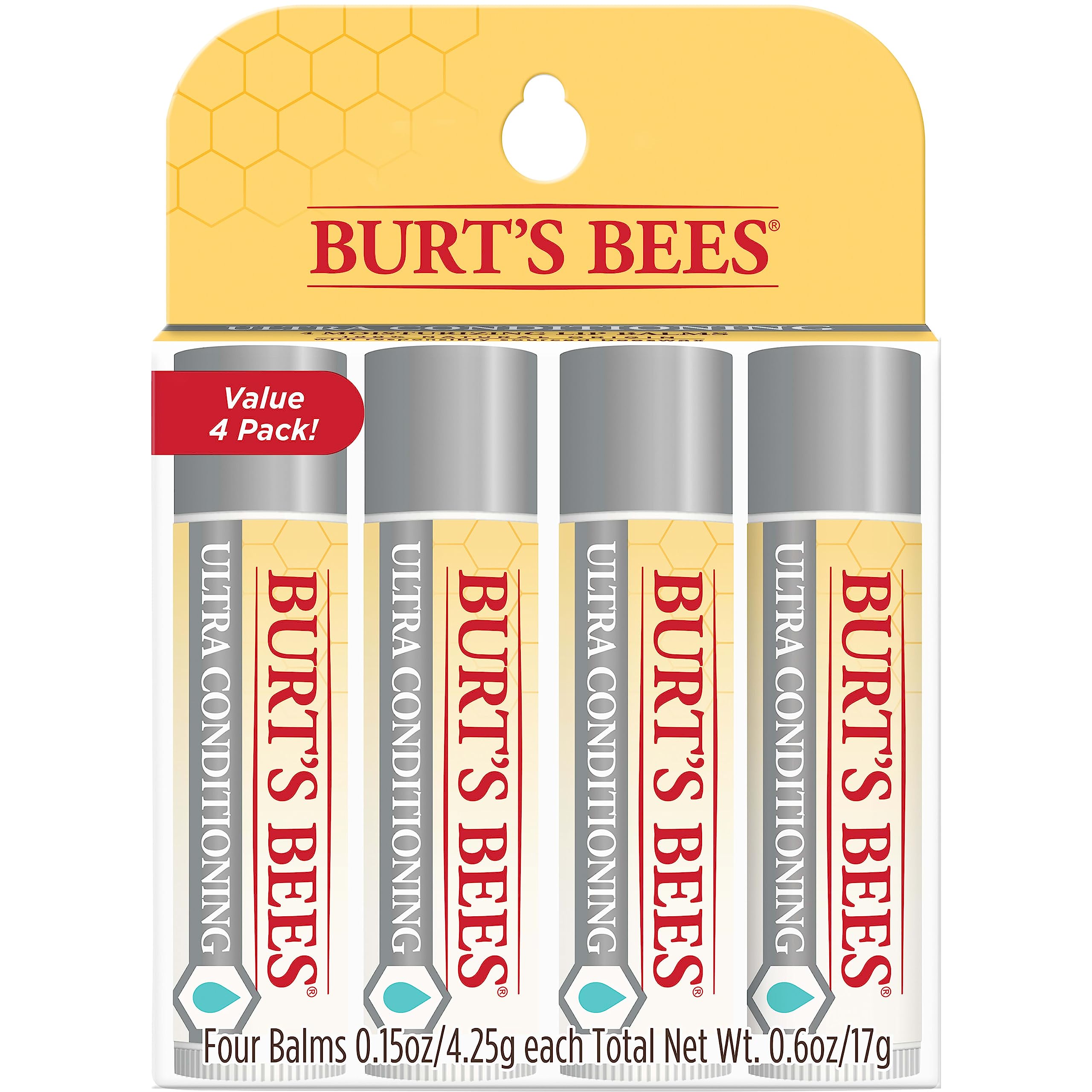 Foto 6 pulgar | Bálsamo Labial Burt's Bees Ultra Conditioning 100% Natural, Paquete De 4 - Venta Internacional.