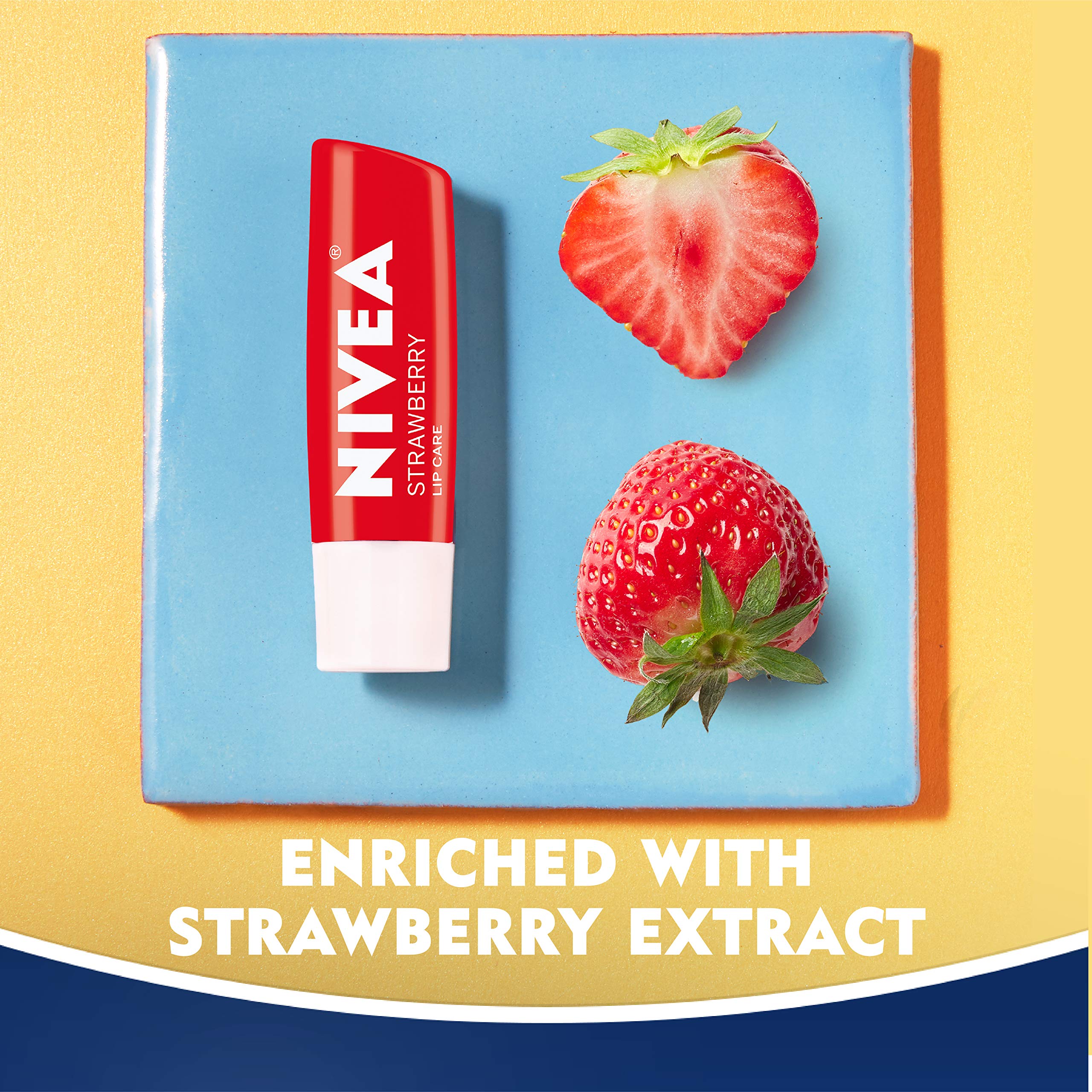 Foto 3 | Bálsamo Labial Nivea Para El Cuidado De Labios Con Color Fresa, Paquete De 4 - Venta Internacional.