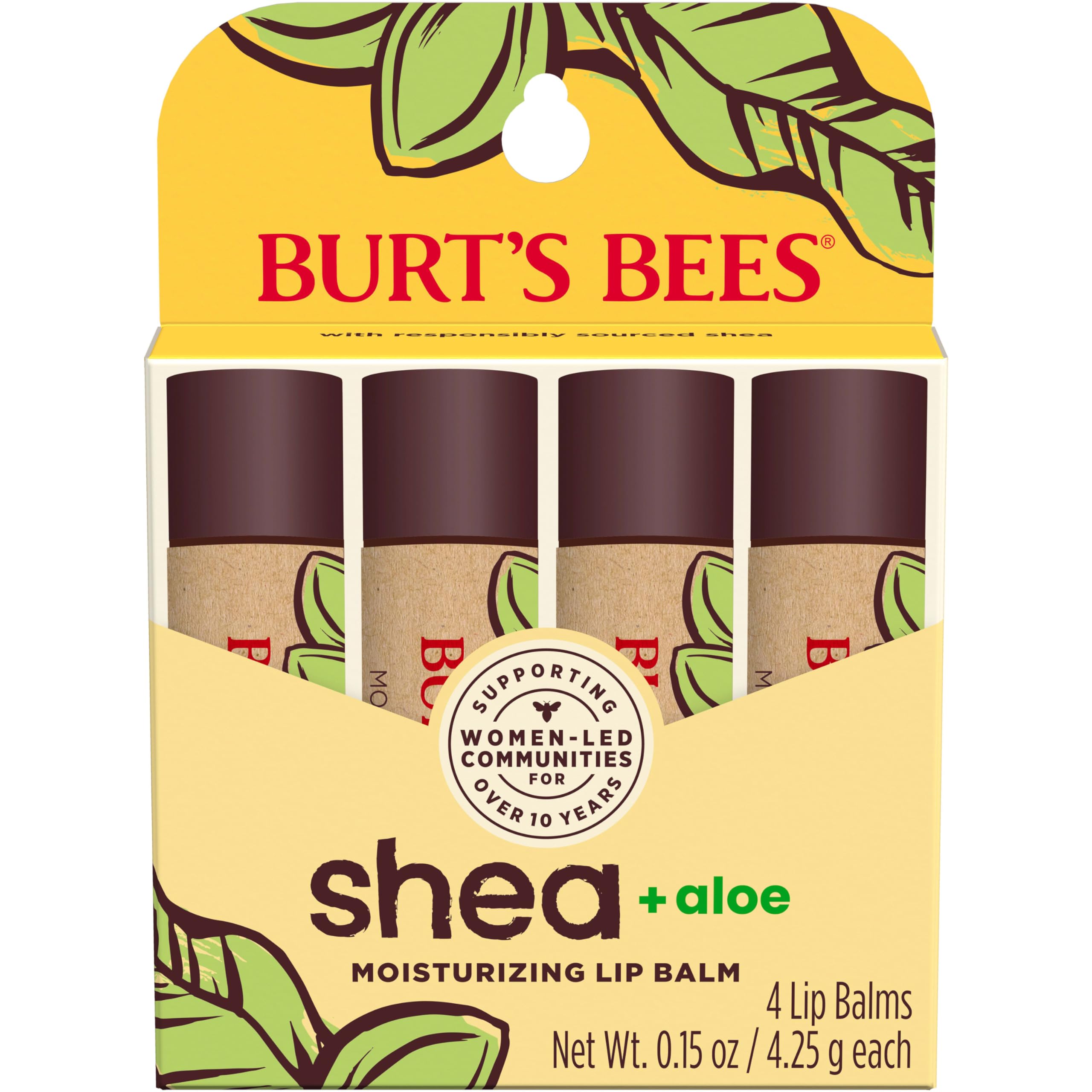 Foto 2 pulgar | Bálsamo Labial Burt's Bees Shea + Aloe Hidratante, Paquete De 4 - Venta Internacional.