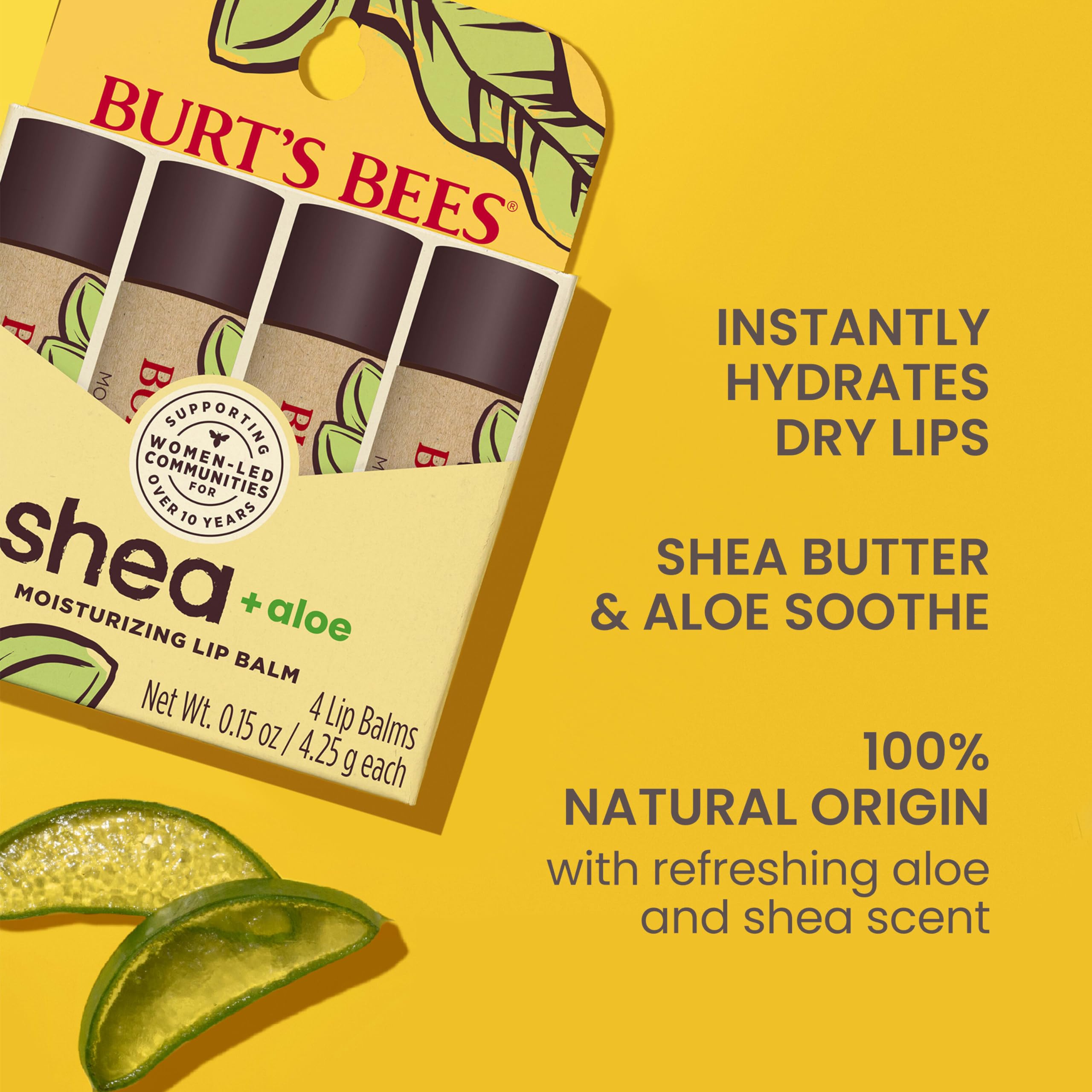 Foto 3 pulgar | Bálsamo Labial Burt's Bees Shea + Aloe Hidratante, Paquete De 4 - Venta Internacional.