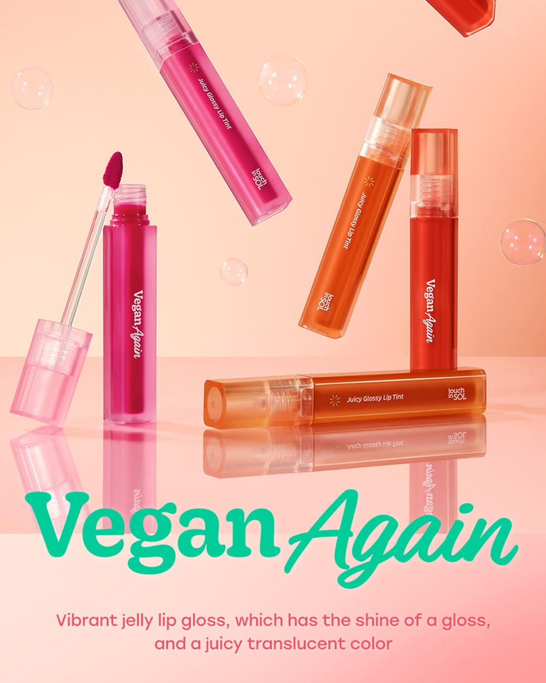 Foto 3 pulgar | Tinte Labial Touch In Sol Vegan Again Juicy Glossy, 3,8 Ml, Color Cereza - Venta Internacional.