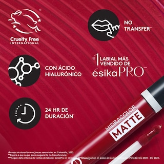 Foto 6 | Labial Líquido Hidrocolor Matte Nude Cálido Èsika 6ml