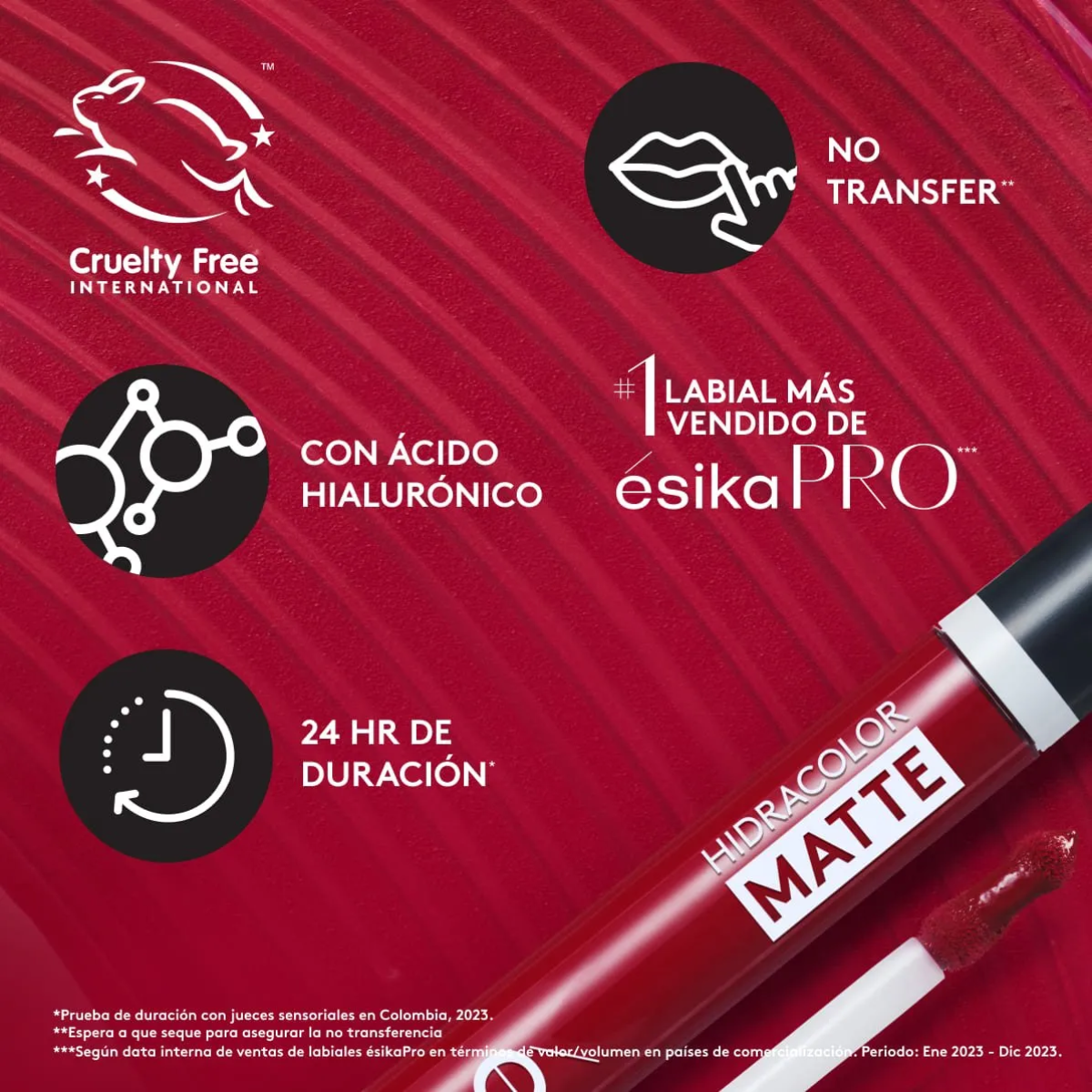 Foto 7 pulgar | Labial Líquido Hidracolor Matte - Pimienta Caliente Ésika 6ml
