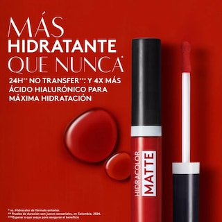 Foto 2 | Labial Líquido Hidracolor Matte - Rojo Carmín Ésika 6ml