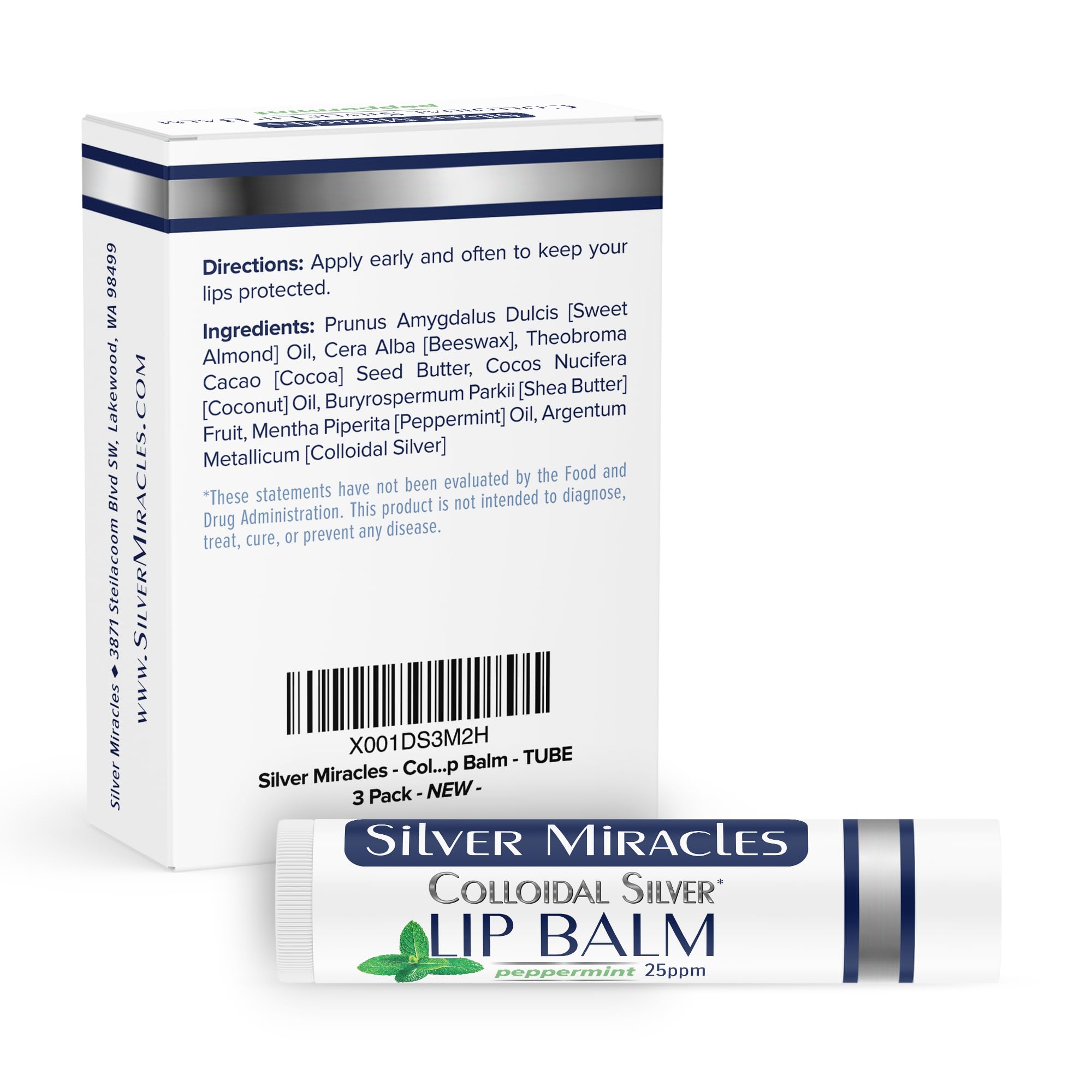 Foto 3 pulgar | Bálsamo Labial Silver Miracles Colloidal Silver, Paquete De 3 - Venta Internacional.