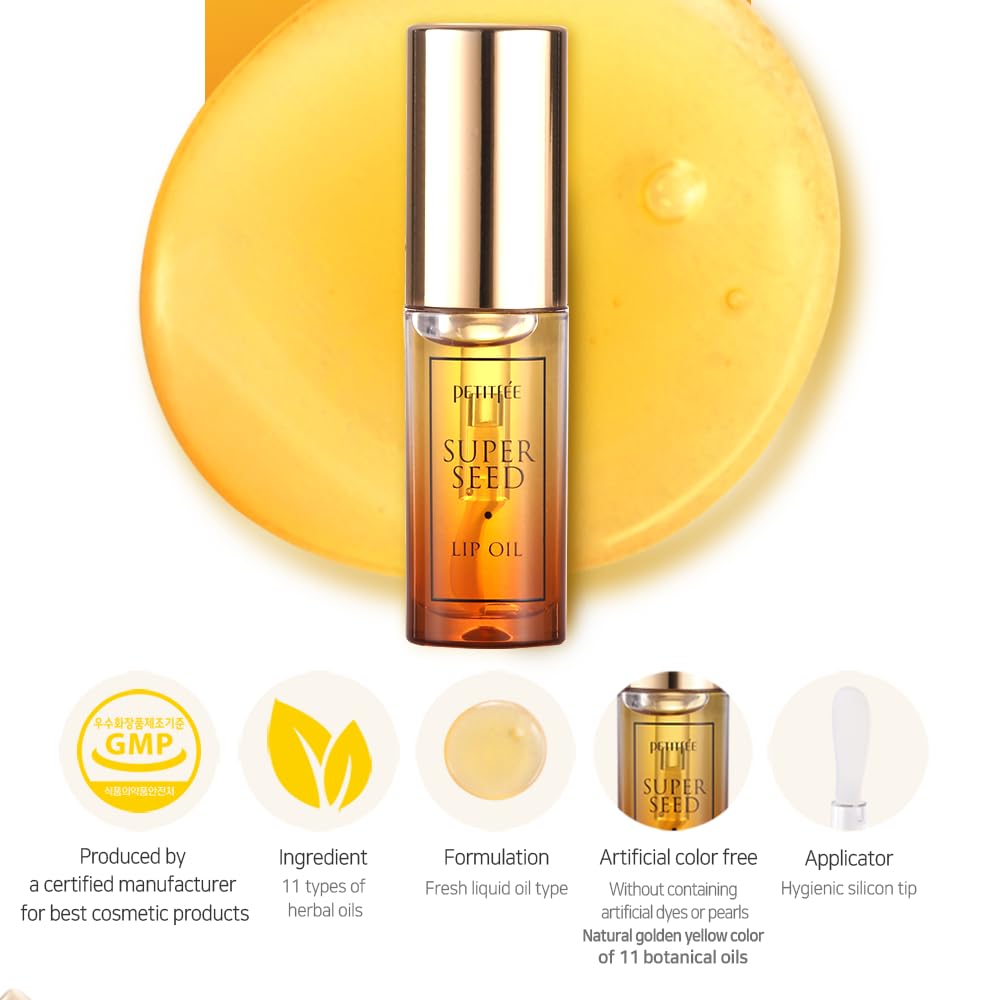 Foto 3 | Aceite Para Labios Petitfee Super Seed De Vidrio, Hidratante Y Nutritivo Para Labios, 3 Ml - Venta Internacional.