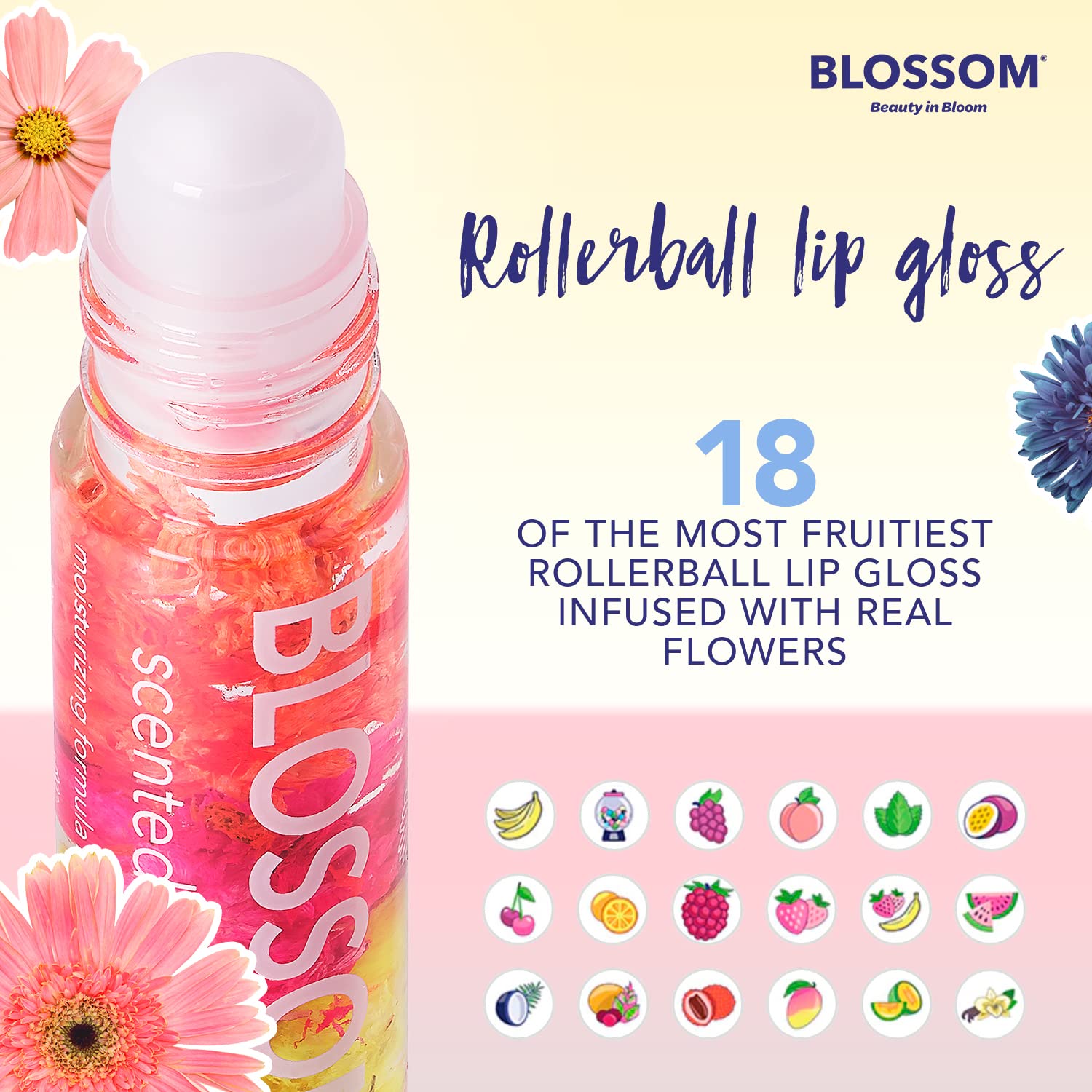 Foto 3 pulgar | Brillo De Labios Roll On Con Aroma A Flor Y Flores Reales De Fresa - Venta Internacional.
