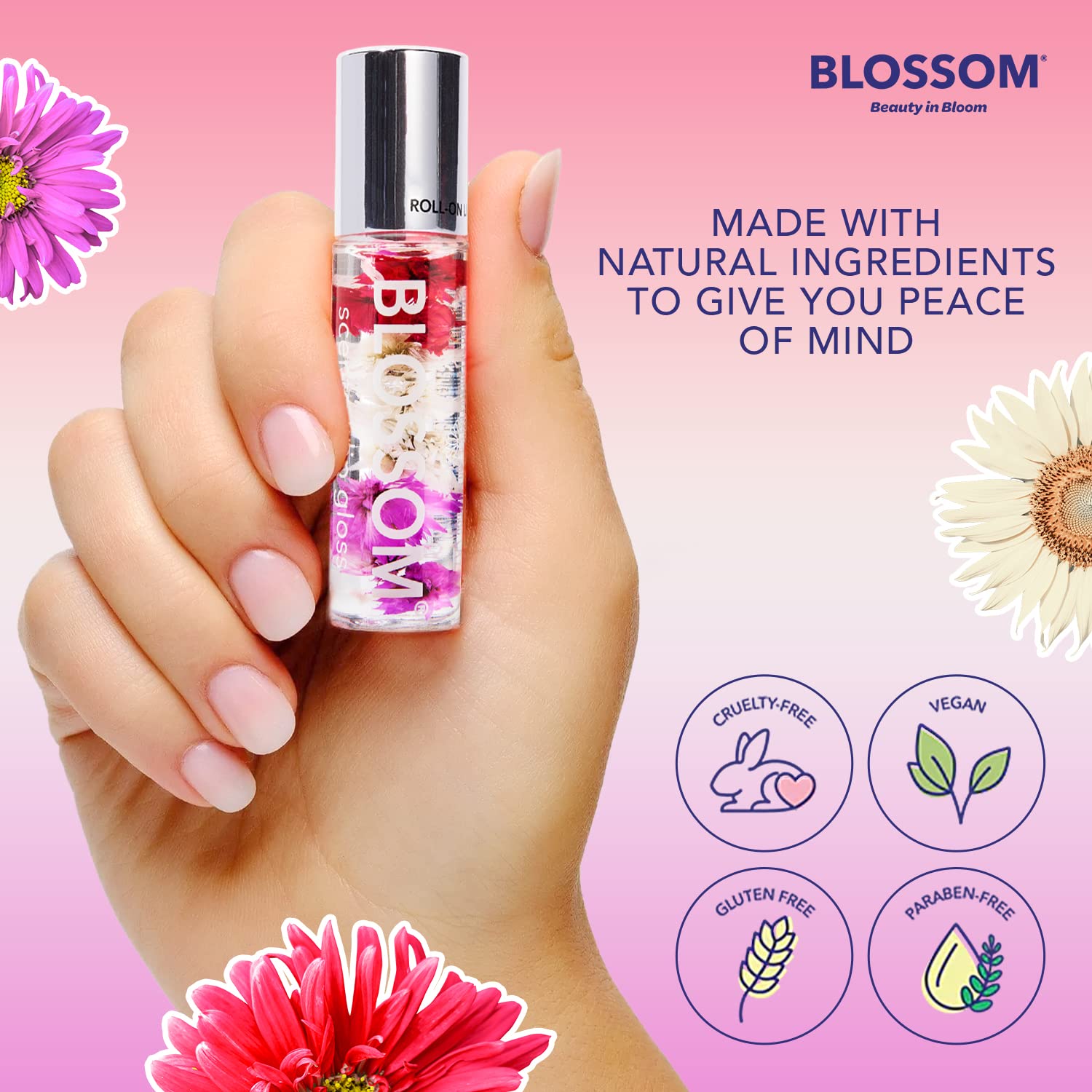 Foto 4 pulgar | Brillo De Labios Roll On Con Aroma A Flor Y Flores Reales De Fresa - Venta Internacional.