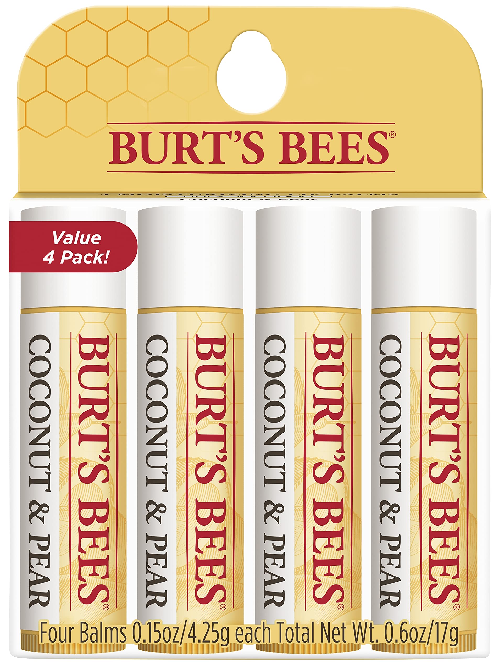 Foto 2 pulgar | Bálsamo Labial Burt's Bees Coconut & Pear 100% Natural X4 - Venta Internacional.