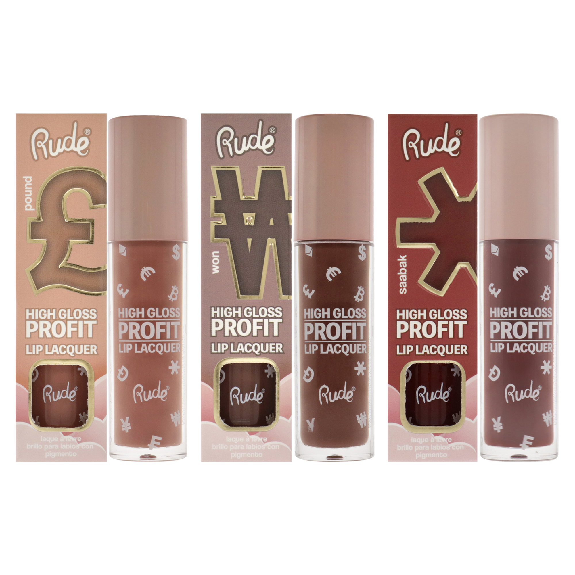 Kit De Laca De Labios Rude Cosmetics High Gloss Profit  3 Piezas - Venta Internacional.