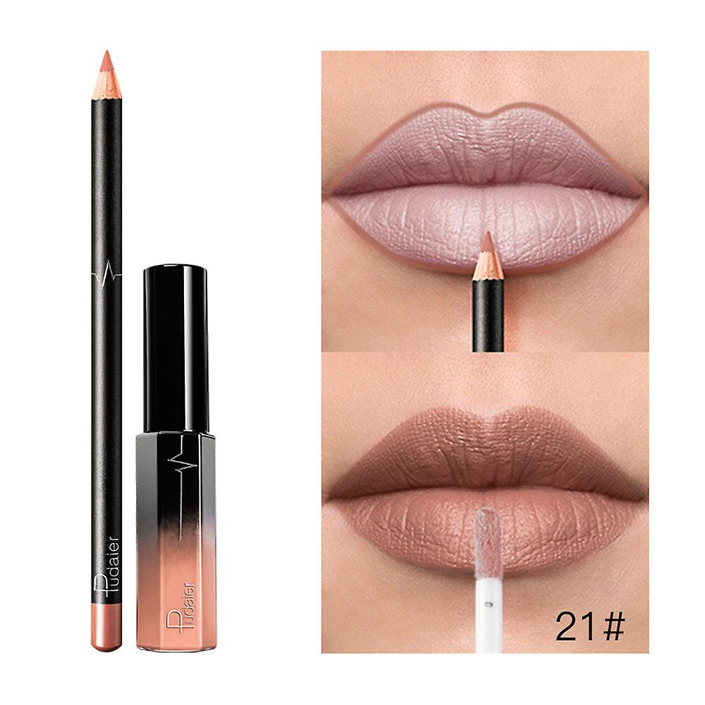 Foto 3 pulgar | Set De Brillo De Labios Huoguo  Duradero  Impermeable  Mate Con Delineador De Labios - Venta Internacional.