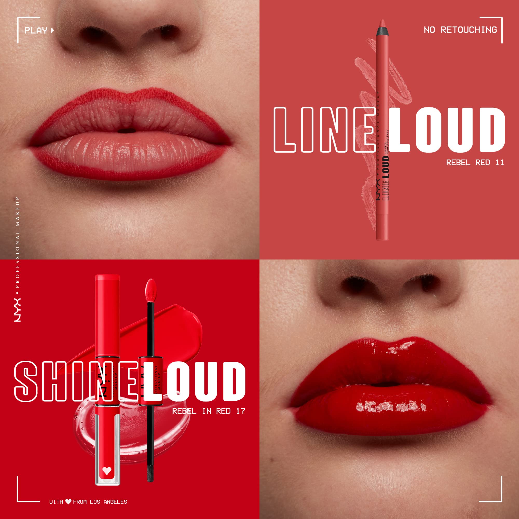 Foto 4 pulgar | Delineador De Labios Nyx Professional Makeup Line Loud Rebel Red - Venta Internacional.