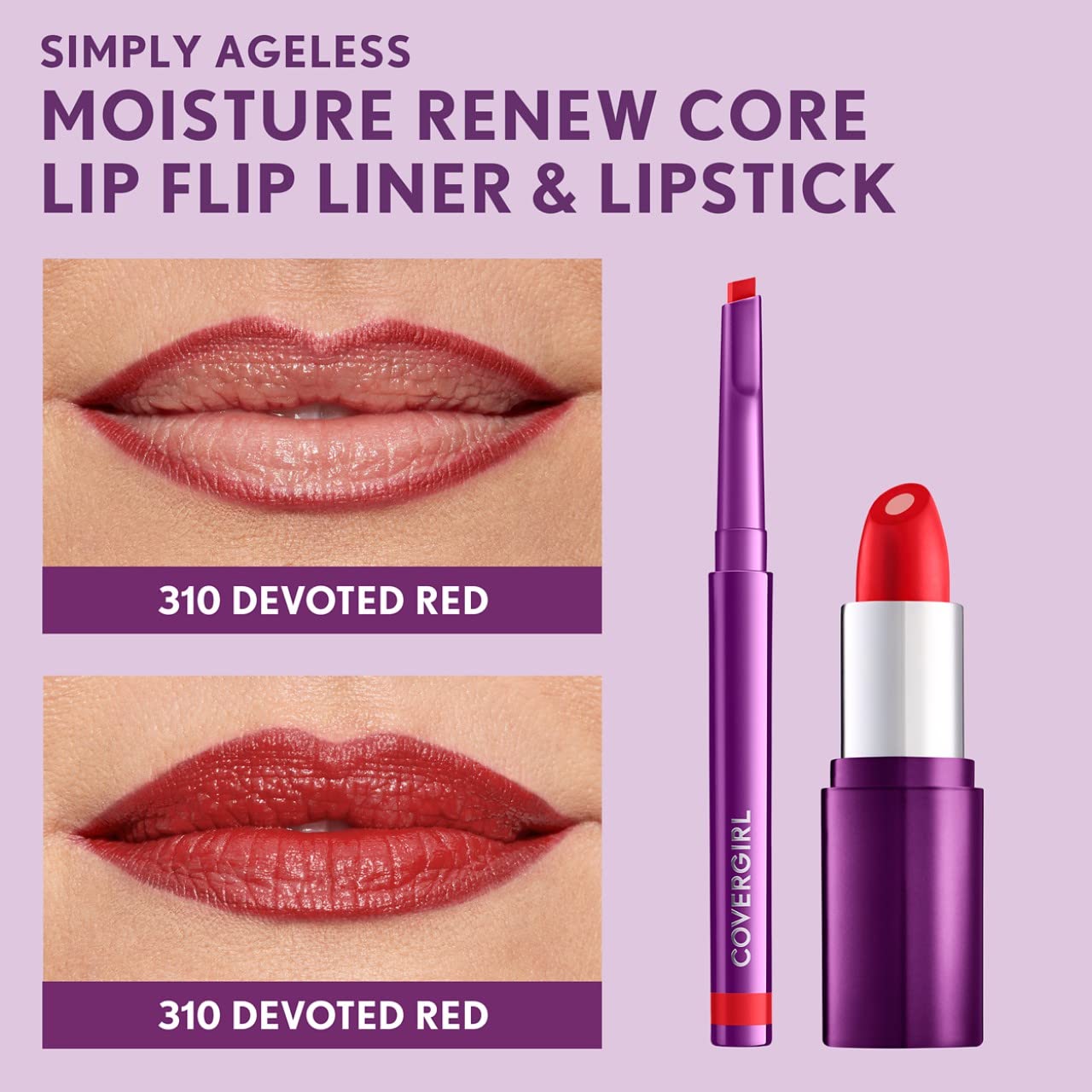 Foto 6 pulgar | Delineador De Labios Covergirl Simply Ageless Devoted Red, Paquete De 4 Unidades - Venta Internacional.