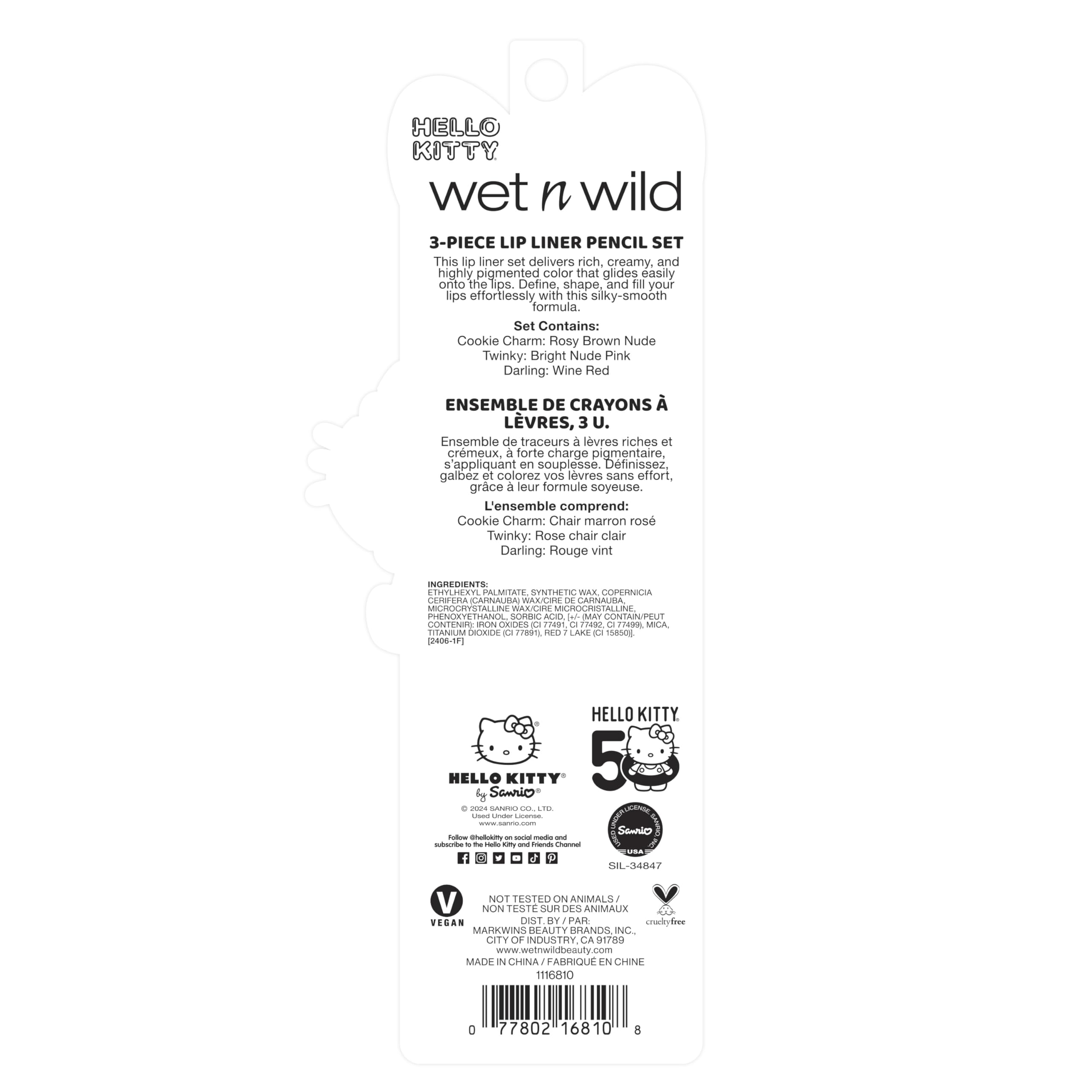 Foto 5 pulgar | Set De Lápices Delineadores De Labios Wet N Wild Hello Kitty De 3 Piezas - Venta Internacional.