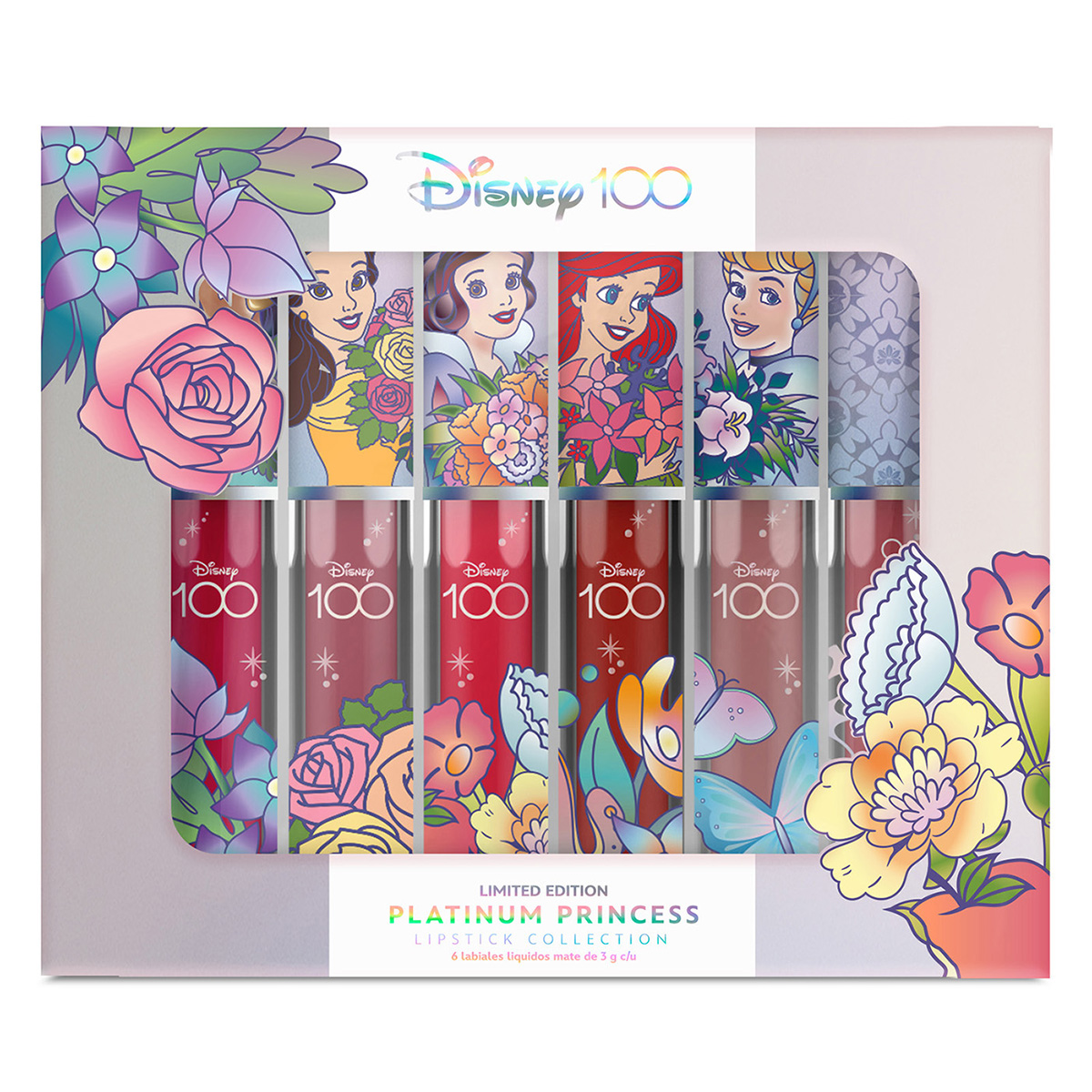 Foto 3 pulgar | Set de Labiales Disney Princesas DiMakLab8915 Multicolor 3g c/u 6 Piezas