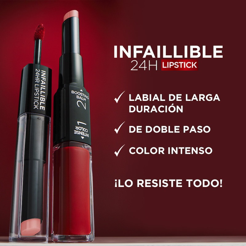 Foto 4 pulgar | Lipstick Infallible L'Oréal Paris 24hr X3 Dos Pasos, 302 Rose Eternite