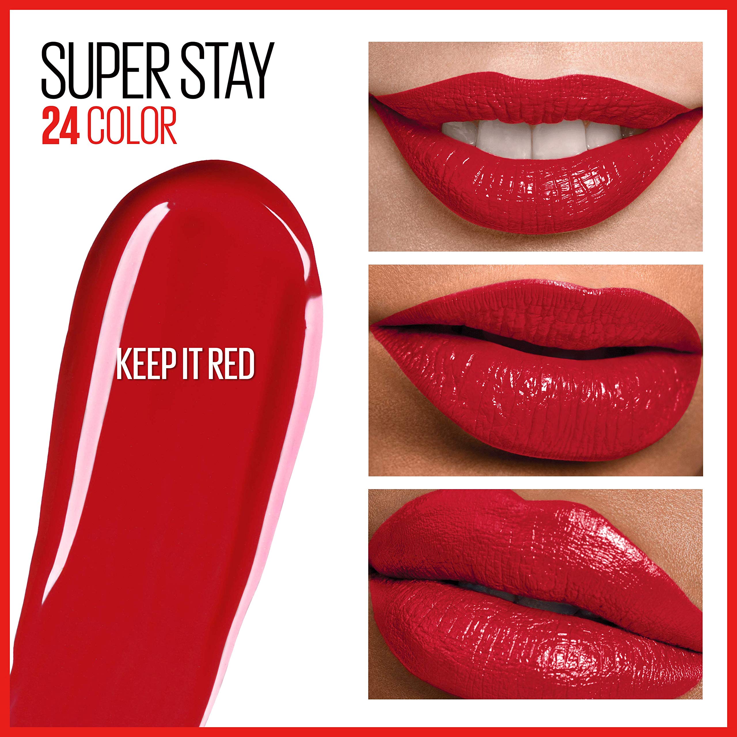 Foto 4 pulgar | Lápiz Labial Líquido Maybelline Super Stay 24 Keep It Red - Venta Internacional