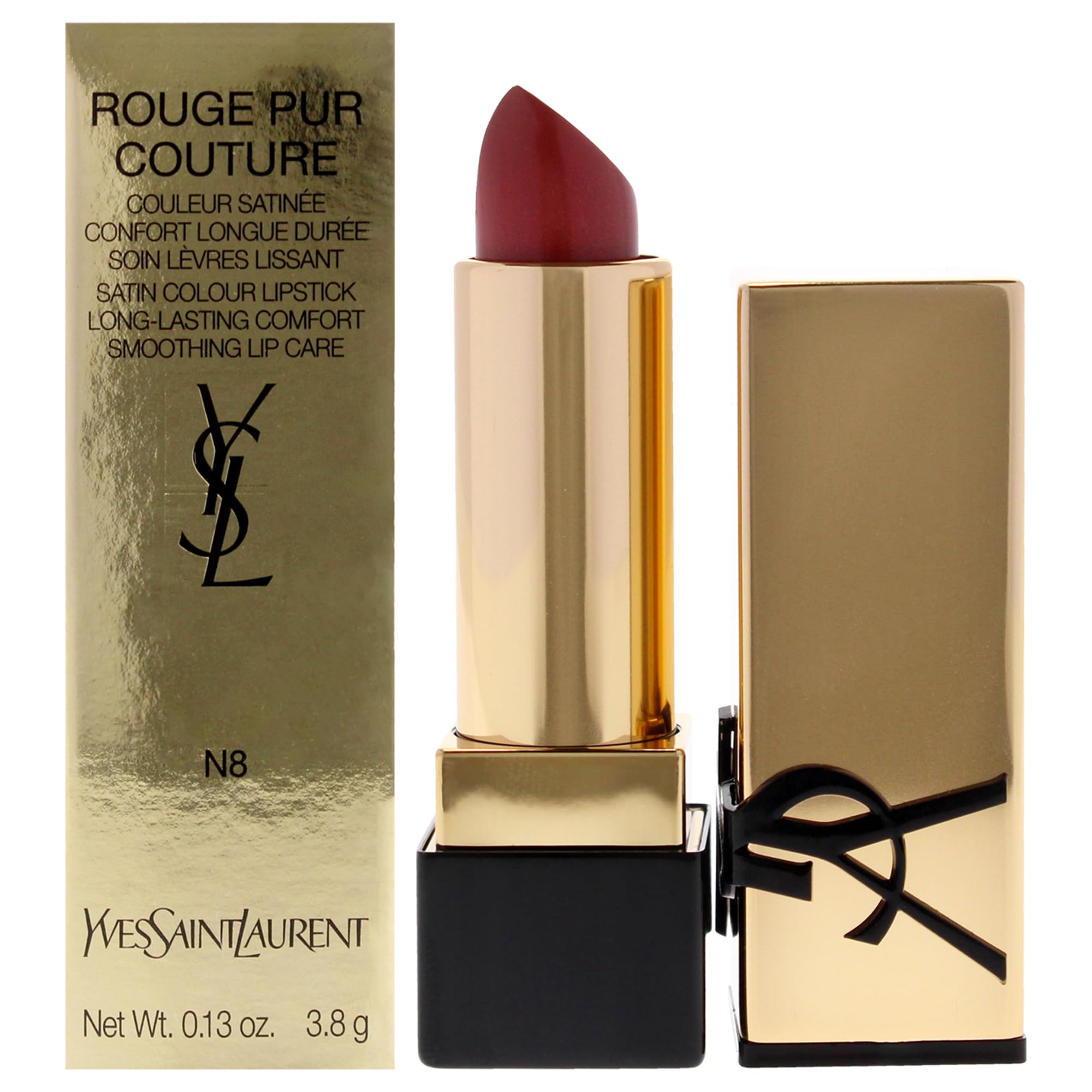 Lápiz Labial Yves Saint Laurent Rouge Pur Couture Satin N8 Blous - Venta Internacional.