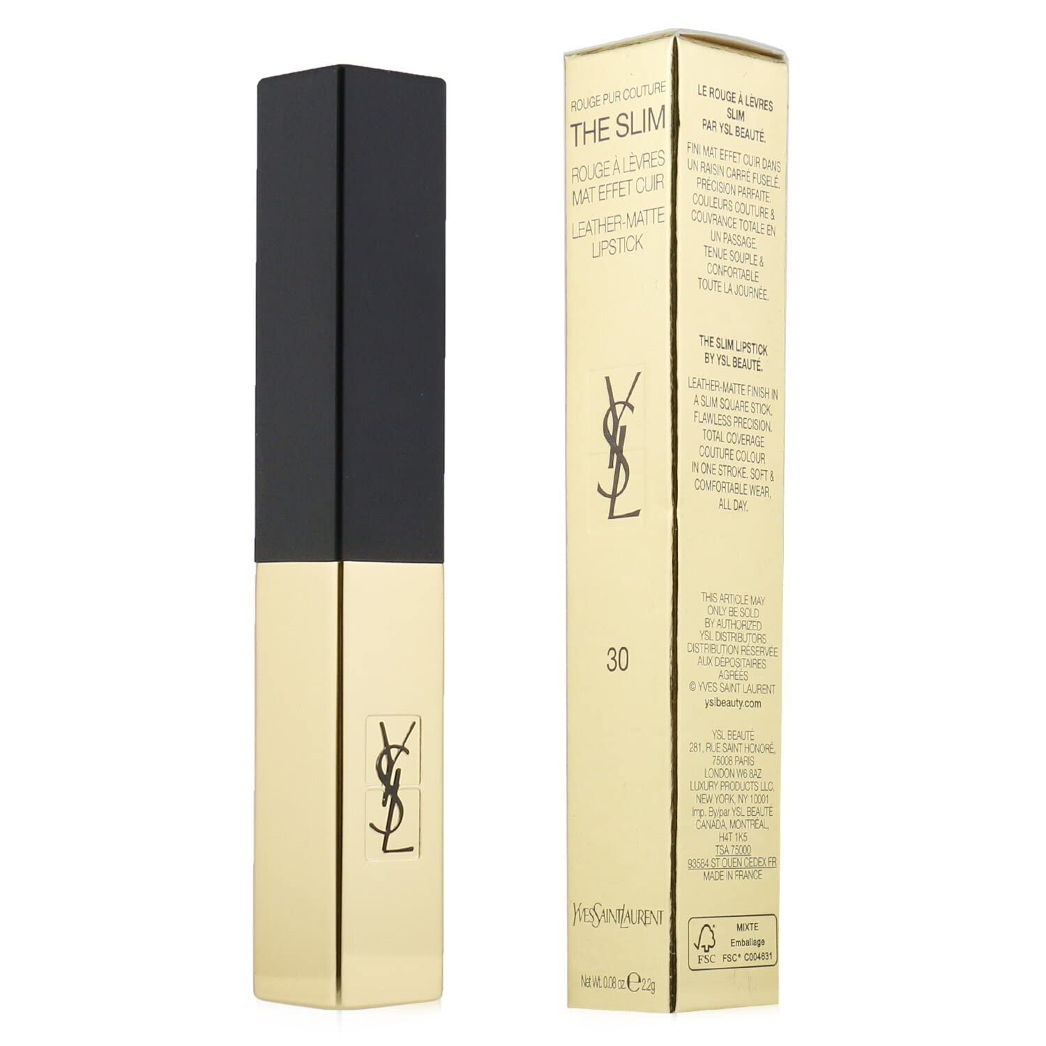 Barra De Labios Yves Saint Laurent Rouge Pur Couture The Slim 30 - Venta Internacional.