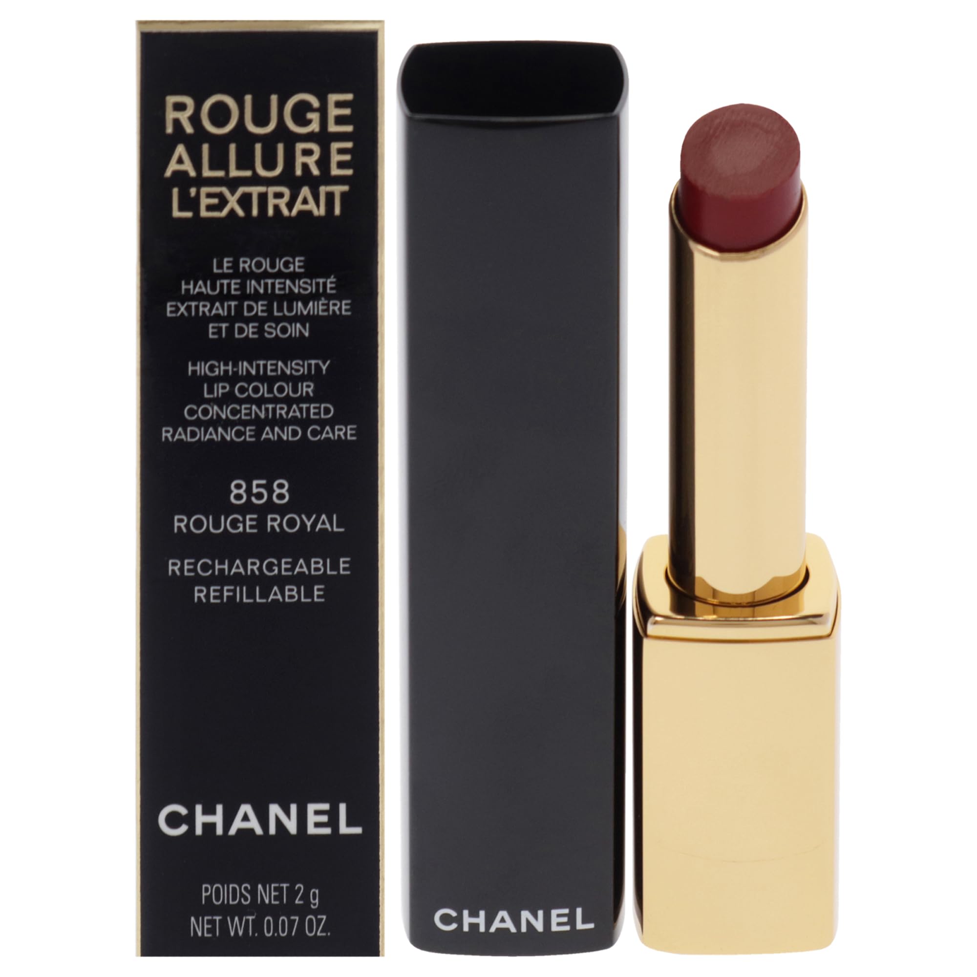 Lápiz Labial Chanel Rouge Allure Lextrait 858 Rouge Royal, 2 Ml - Venta Internacional.
