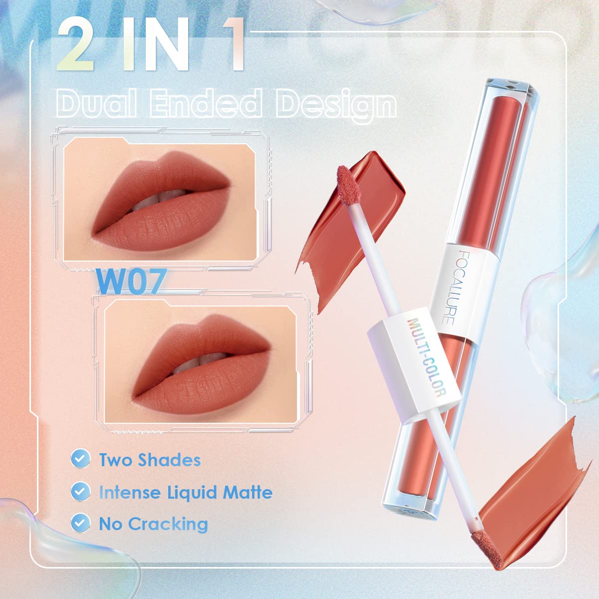 Foto 3 pulgar | Lápiz Labial Y Brillo Labial Focallure 2 En 1 Dual Head Intense Matte - Venta Internacional.