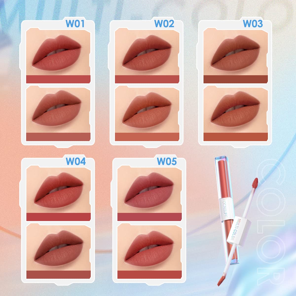 Foto 5 | Lápiz Labial Y Brillo Labial Focallure 2 En 1 Dual Head Intense Matte - Venta Internacional.