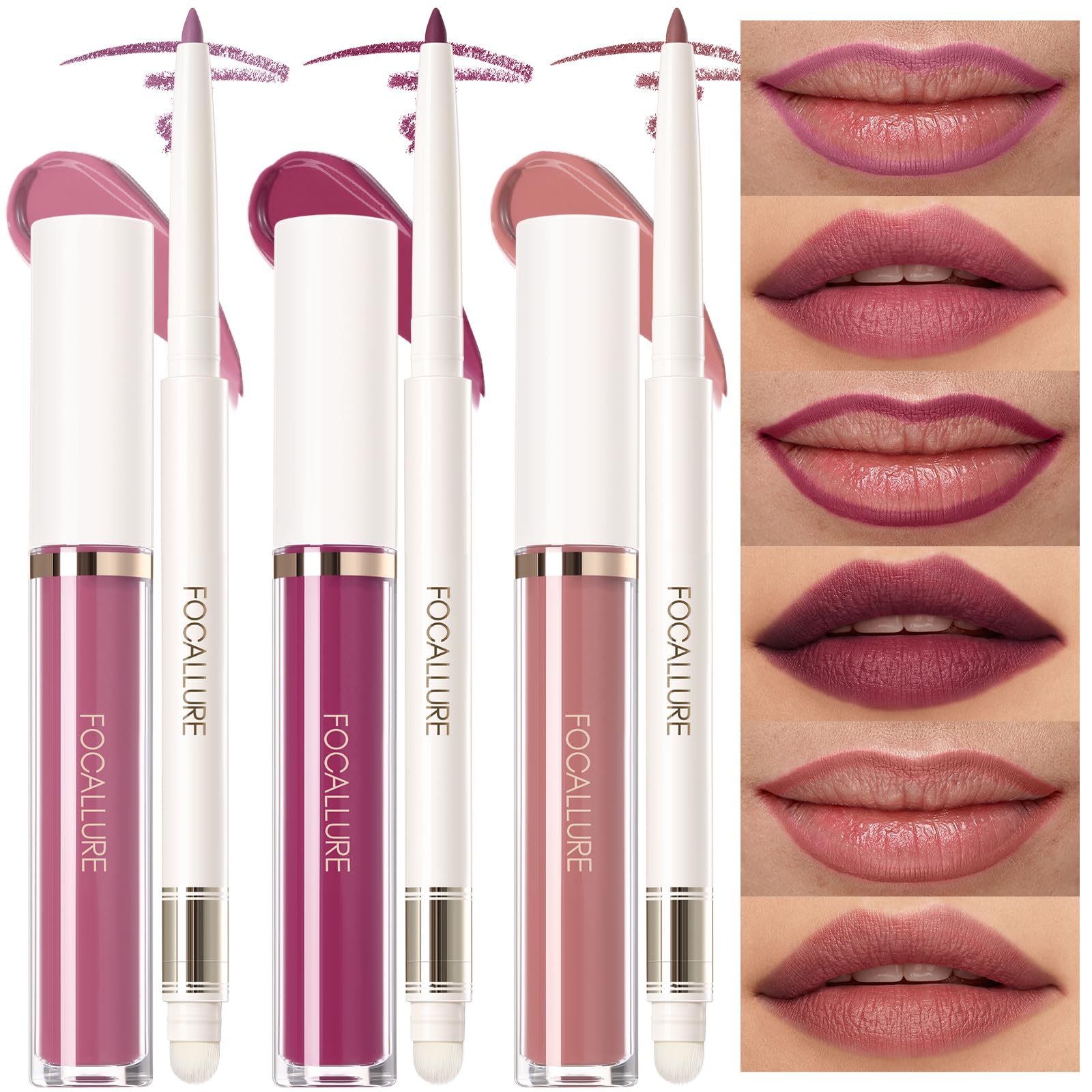 Set De Maquillaje Focallure Kissproof Lipstick Liquid Lip & Lip Liner - Venta Internacional.