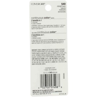 Foto 3 | Lápiz Labial Covergirl Continuous Color Midnight Mauve 540 3,7 Ml - Venta Internacional.