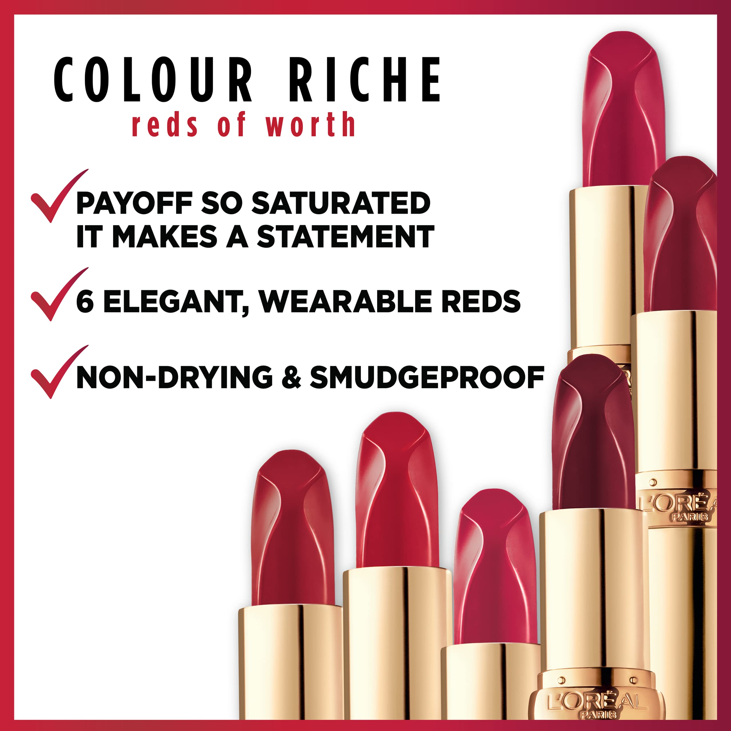 Foto 3 | Lápiz Labial L'oréal Paris Colour Riche Satin Finish Ambitious Red - Venta Internacional.