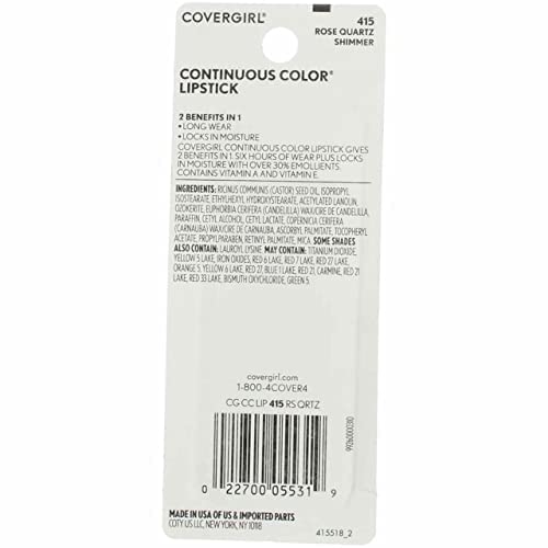 Foto 5 pulgar | Lápiz Labial Covergirl, Color Continuo, Cuarzo Rosa 415, 3,7 Ml - Venta Internacional.