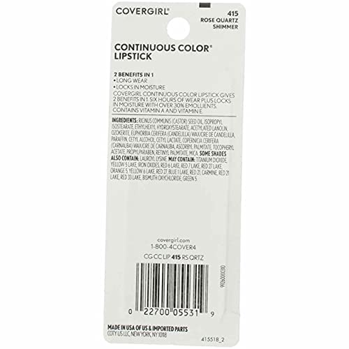 Foto 8 pulgar | Lápiz Labial Covergirl, Color Continuo, Cuarzo Rosa 415, 3,7 Ml - Venta Internacional.