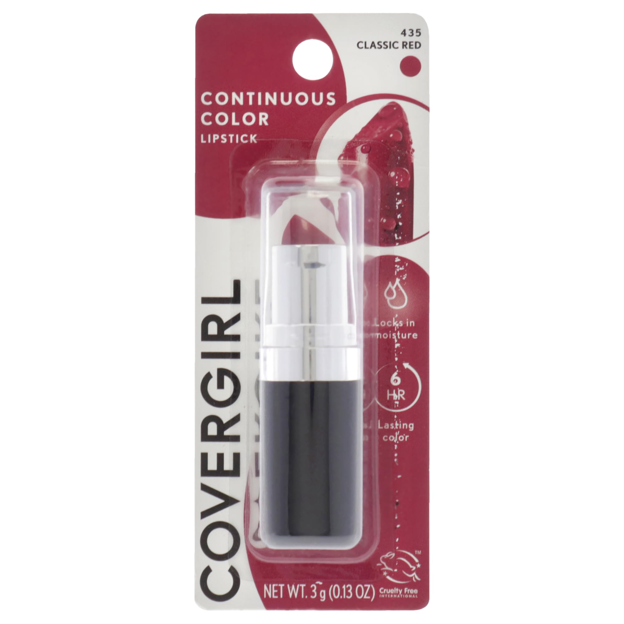 Lápiz Labial Covergirl Continuous Color Classic Red 435 3,7 Ml - Venta Internacional.