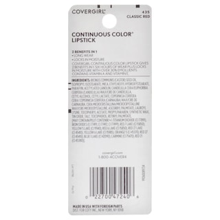 Foto 2 | Lápiz Labial Covergirl Continuous Color Classic Red 435 3,7 Ml - Venta Internacional.