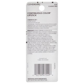 Foto 4 | Lápiz Labial Covergirl Continuous Color Classic Red 435 3,7 Ml - Venta Internacional.