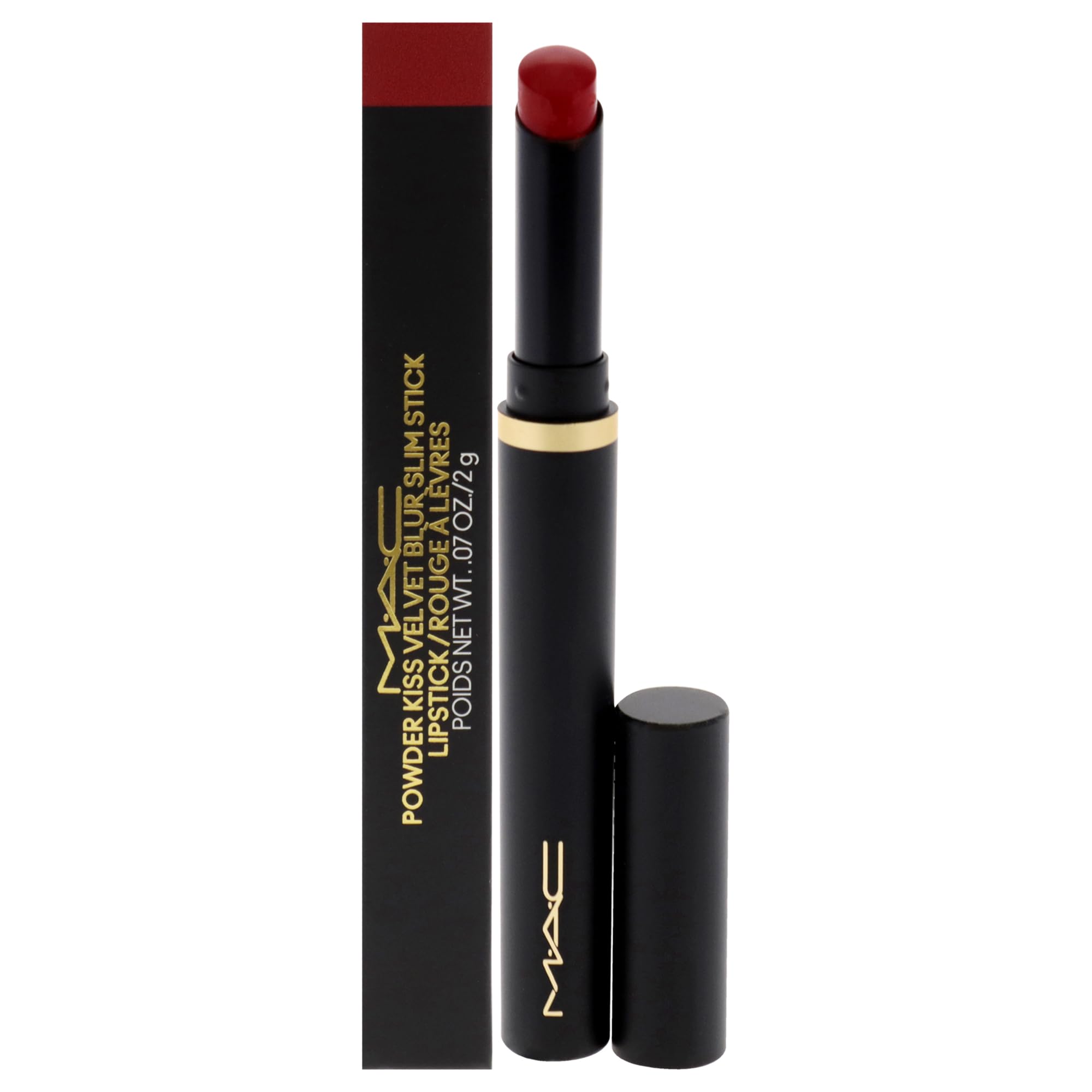 Lápiz Labial Mac Powder Kiss Velvet Blur Slim Stick, 2 Ml, 889 Ruby - Venta Internacional.