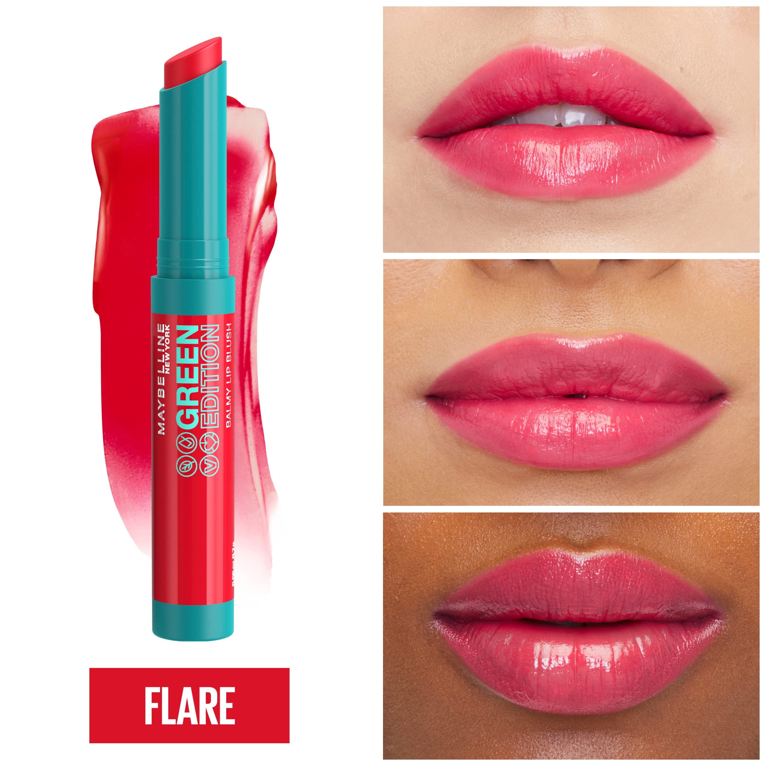 Foto 4 pulgar | Colorete De Labios Maybelline Green Edition Flare Red Pink 1 Unidad - Venta Internacional.