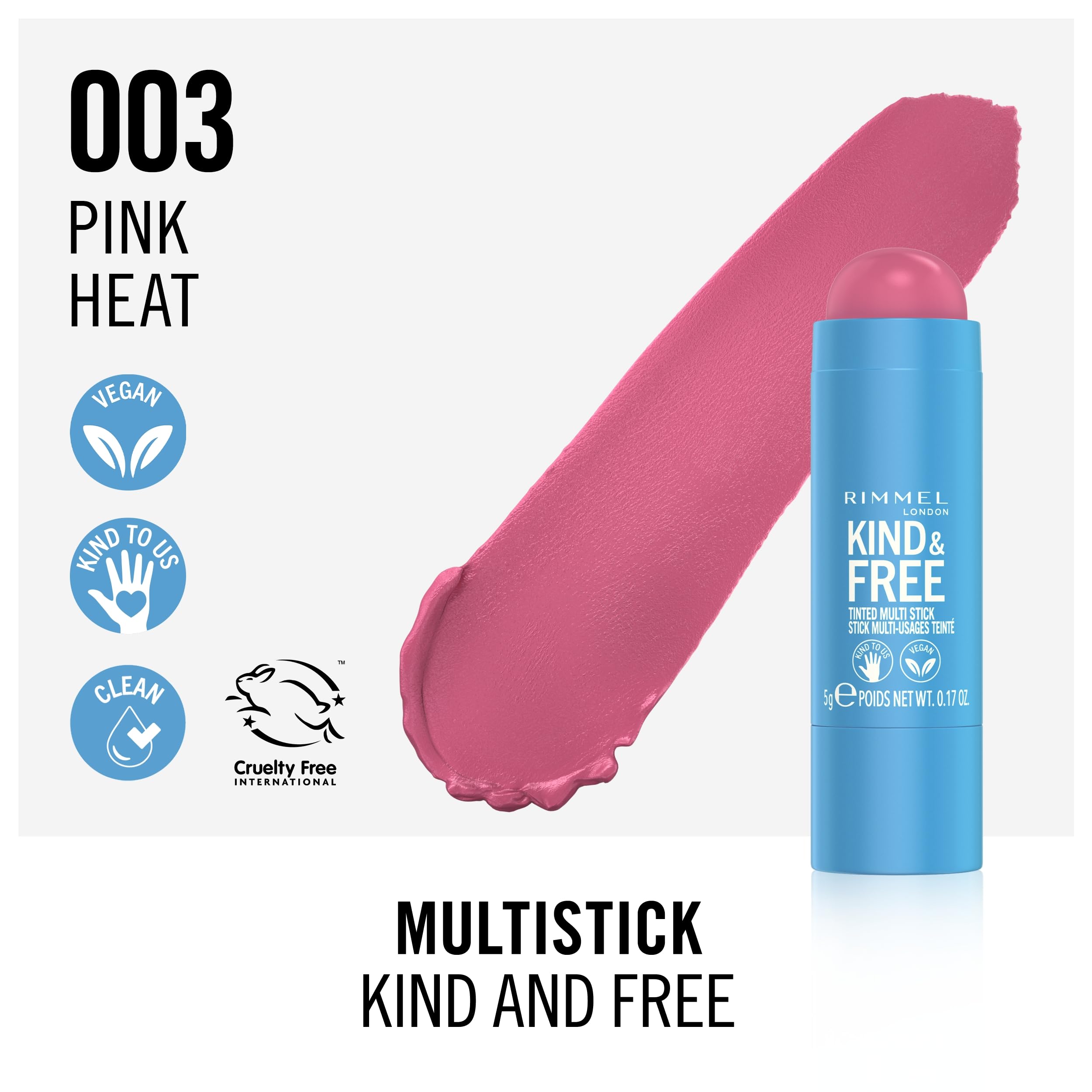 Foto 3 pulgar | Multiadherente Rimmel London Kind & Free 003 Pink Heat, 5 Ml - Venta Internacional.