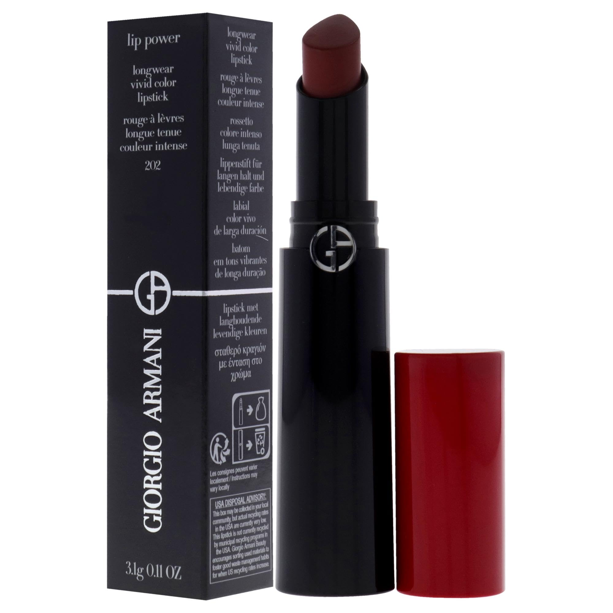 Foto 5 pulgar | Lápiz Labial Giorgio Armani Lip Power Longwear Vivid Color 202 - Venta Internacional.