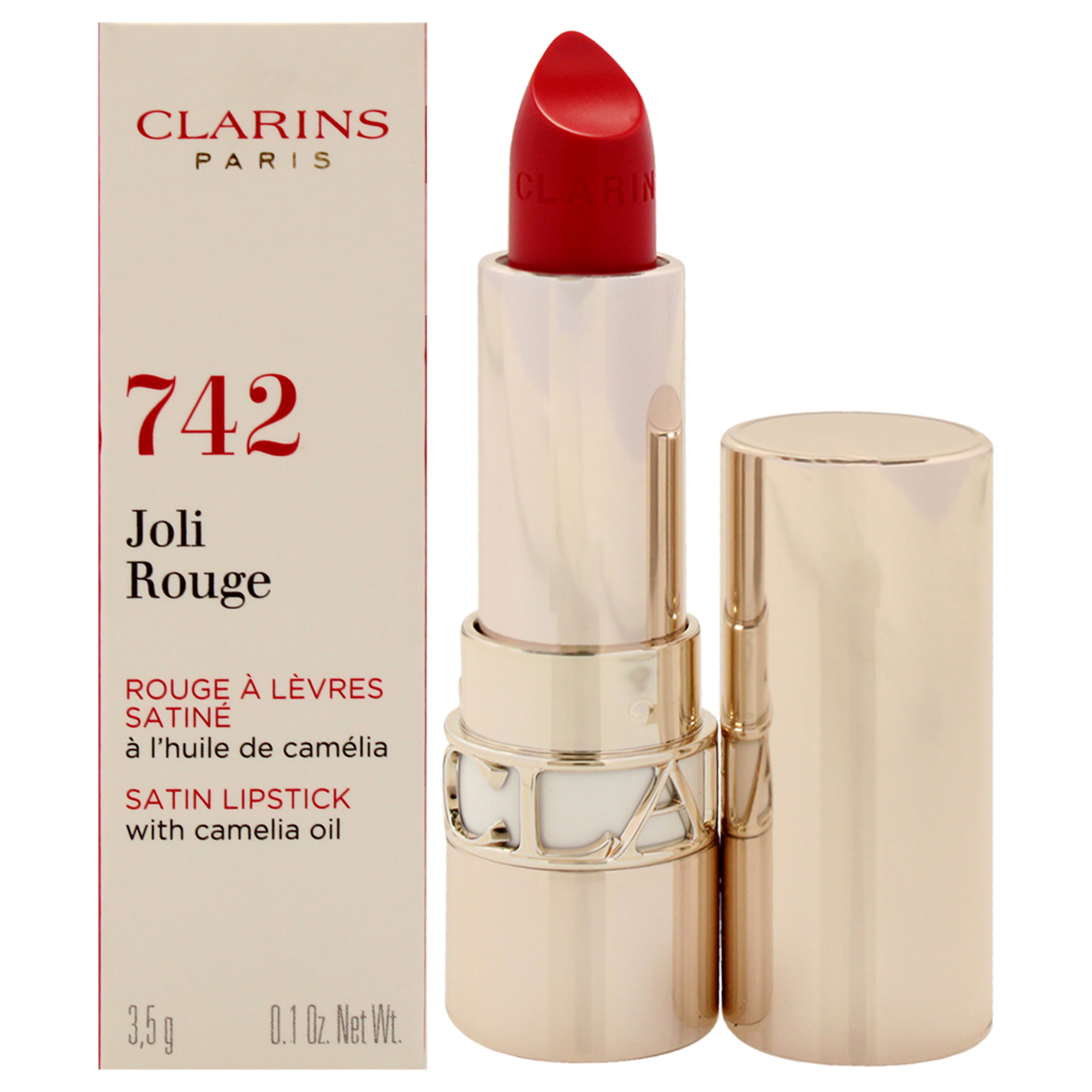 Foto 2 pulgar | Lápiz Labial Clarins Joli Rouge Satin 742 Para Mujer, 3 Ml - Venta Internacional.