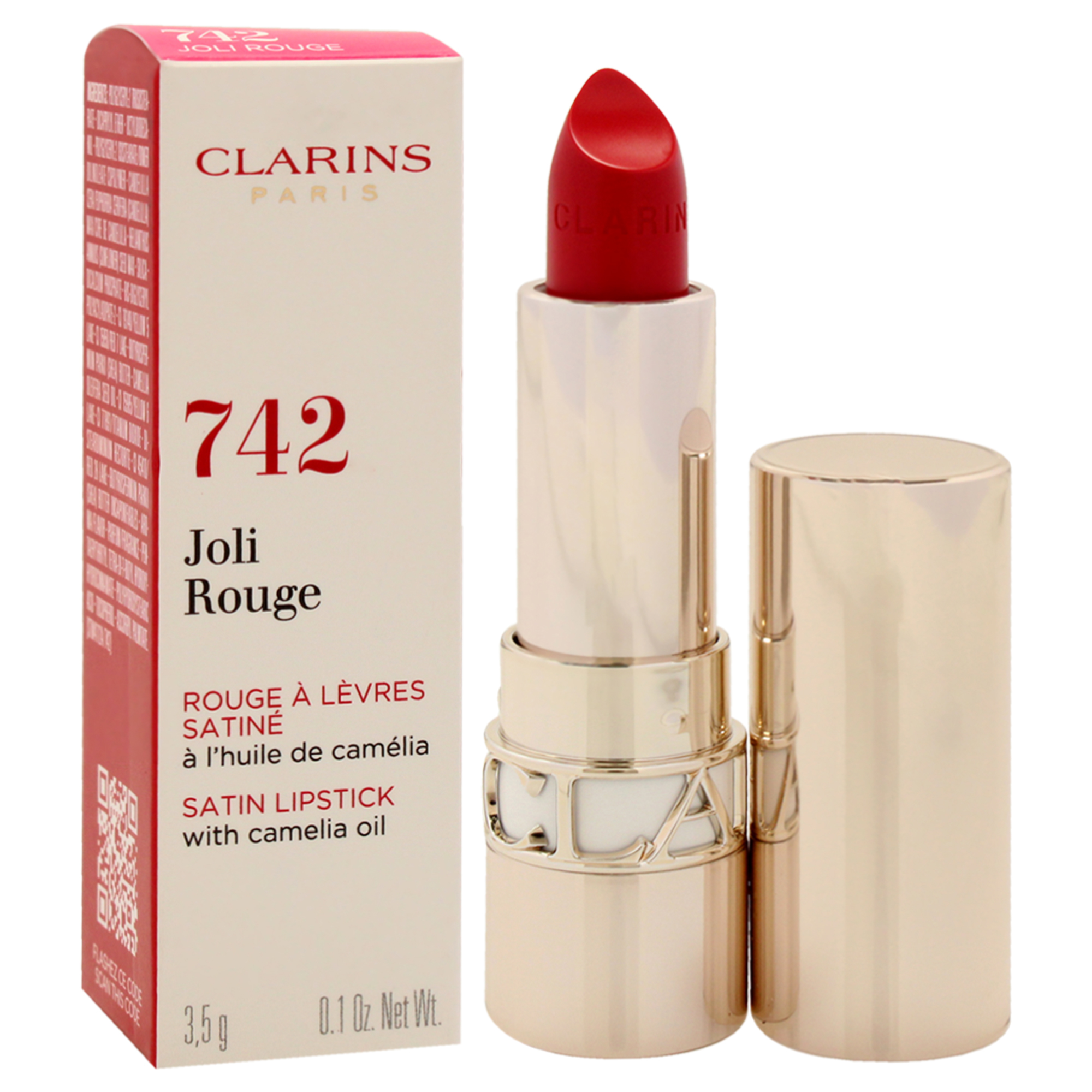 Foto 4 pulgar | Lápiz Labial Clarins Joli Rouge Satin 742 Para Mujer, 3 Ml - Venta Internacional.