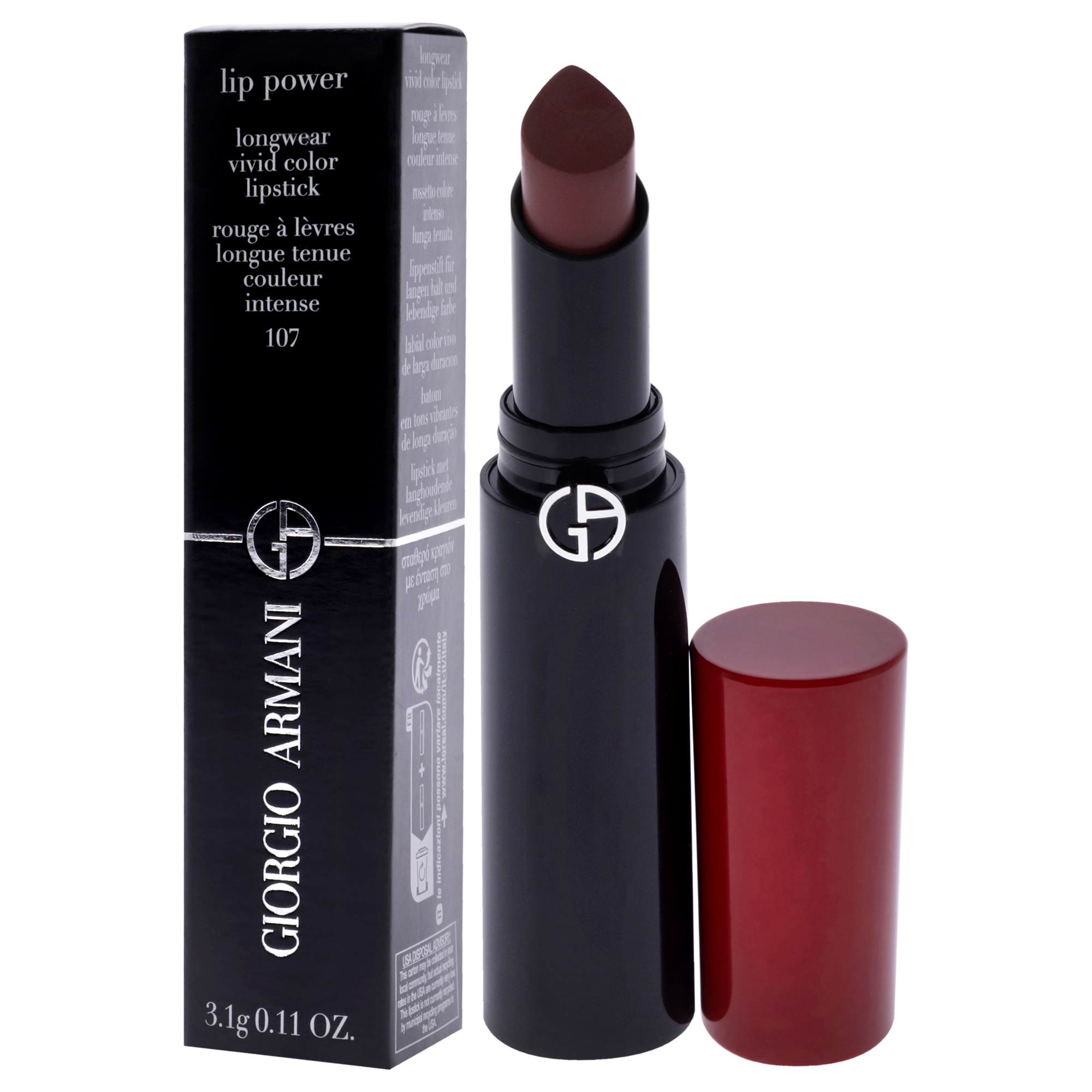 Foto 5 pulgar | Barra De Labios Giorgio Armani Lip Power Longwear 107 - Venta Internacional.