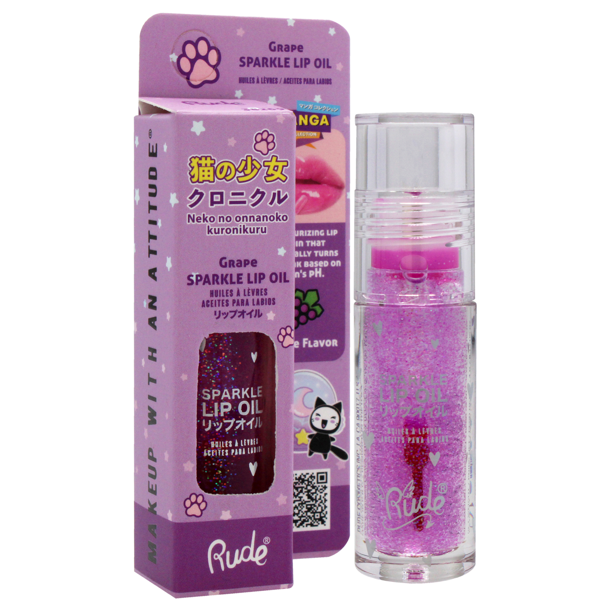 Foto 4 pulgar | Aceite Labial Rude Cosmetics Manga Collection Sparkle - Grape - Venta Internacional.